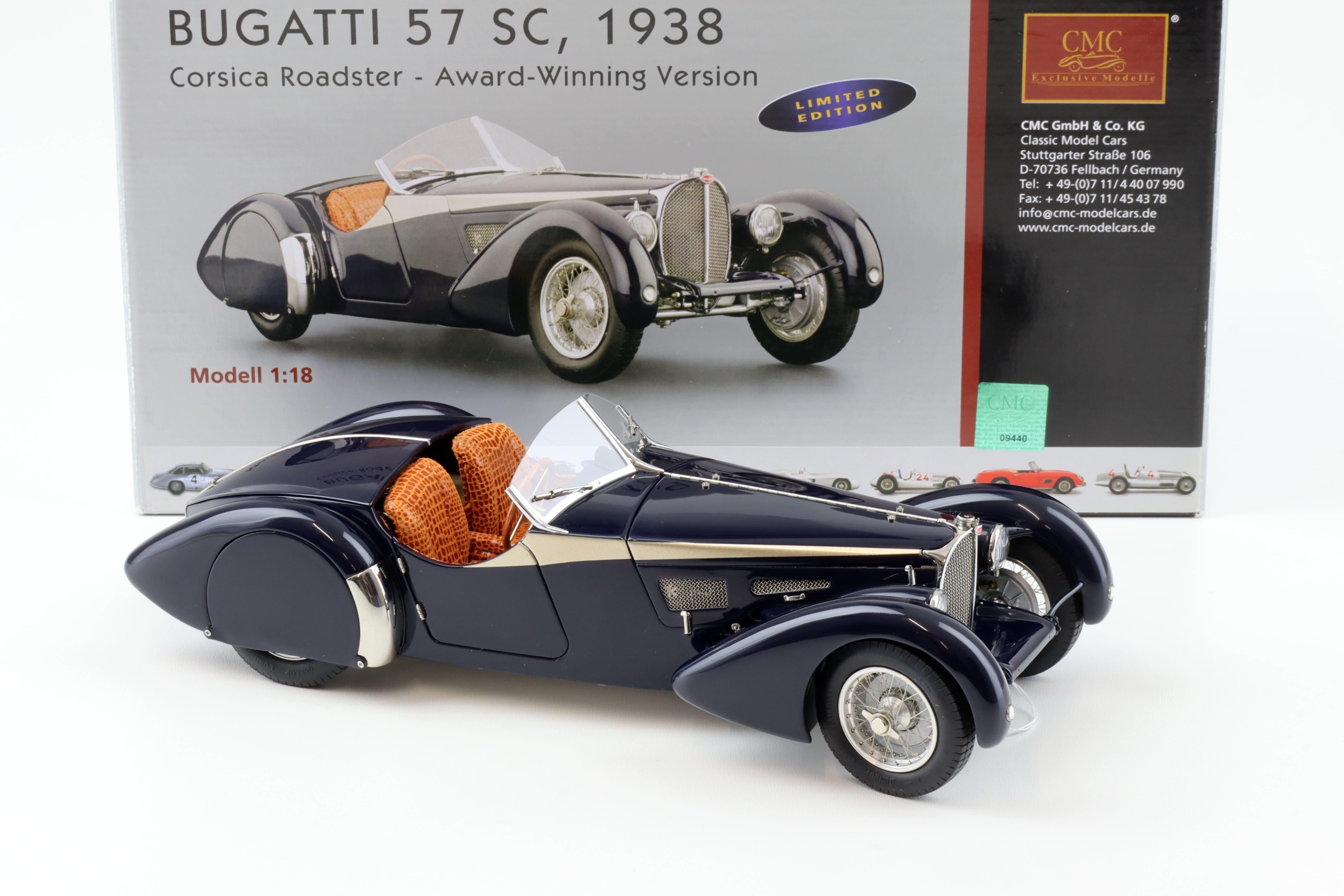 1:18 CMC Bugatti 57 SC Corsica Roadster 1938 blue CONCOURS D'ELEGANCE M-136