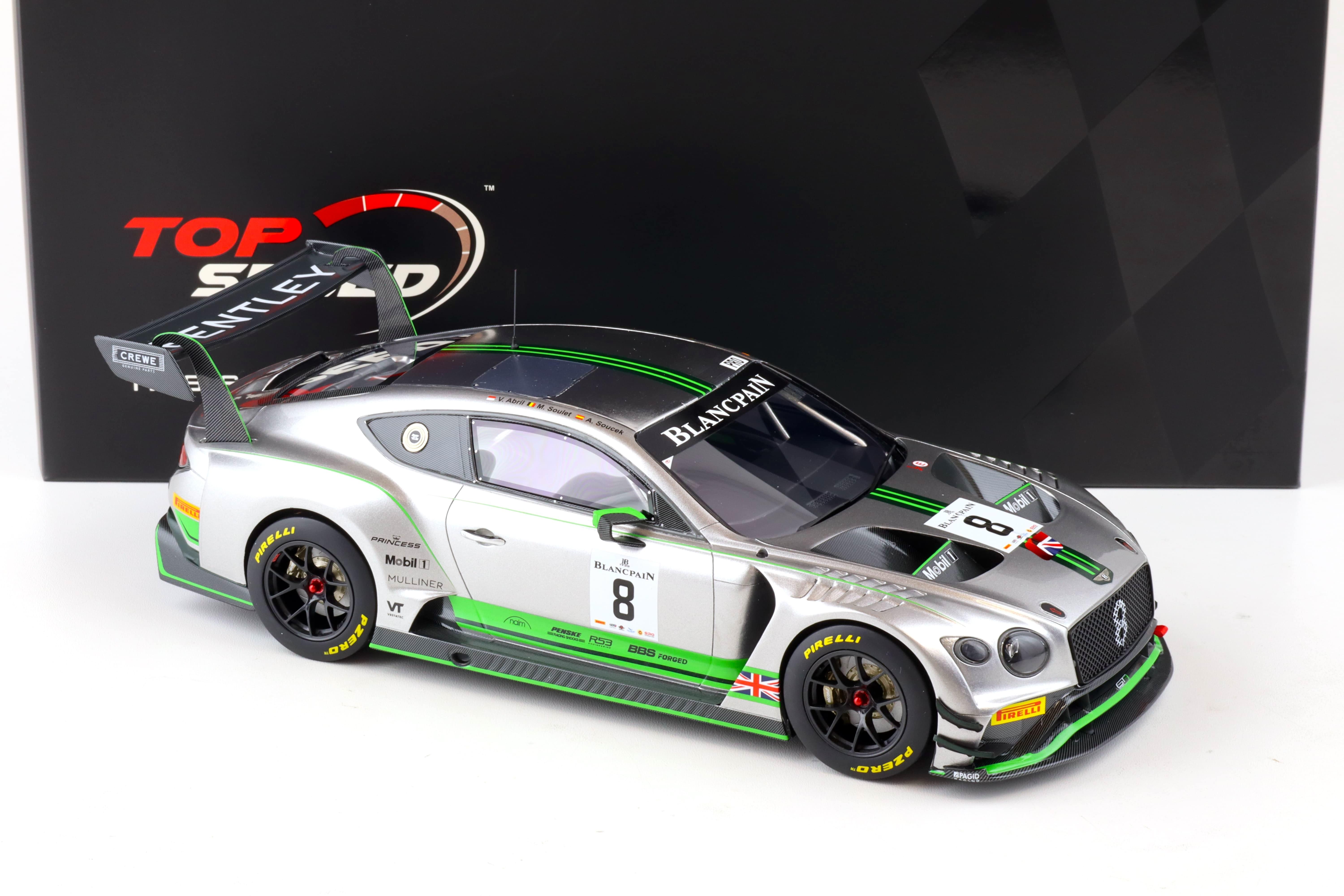 1:18 Top Speed Bentley Continental GT3 #8 Blancpain GT Series Monza 2018 TS0244