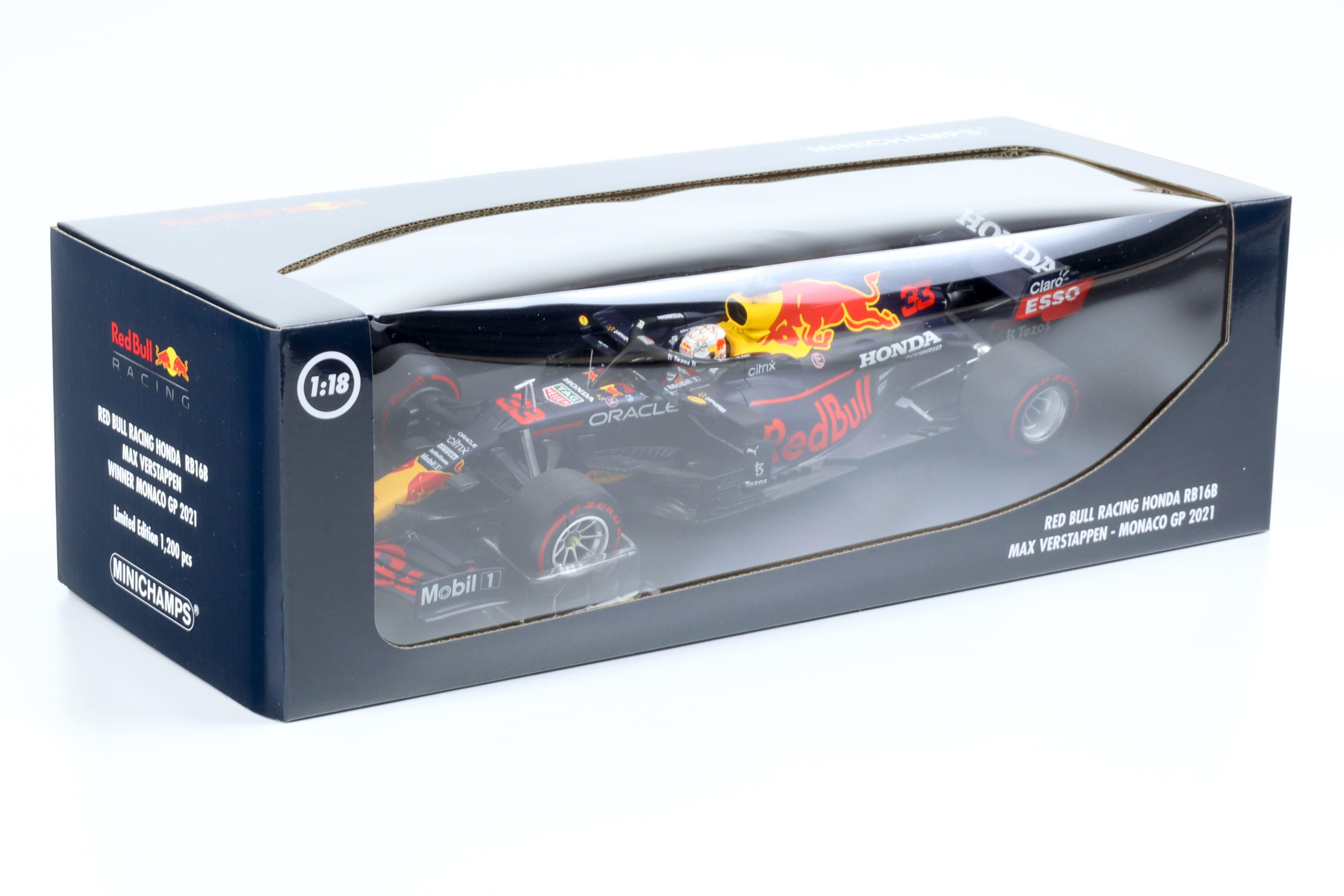 1:18 Minichamps Red Bull Racing Honda RB16B Max Verstappen Winner Monaco 2021