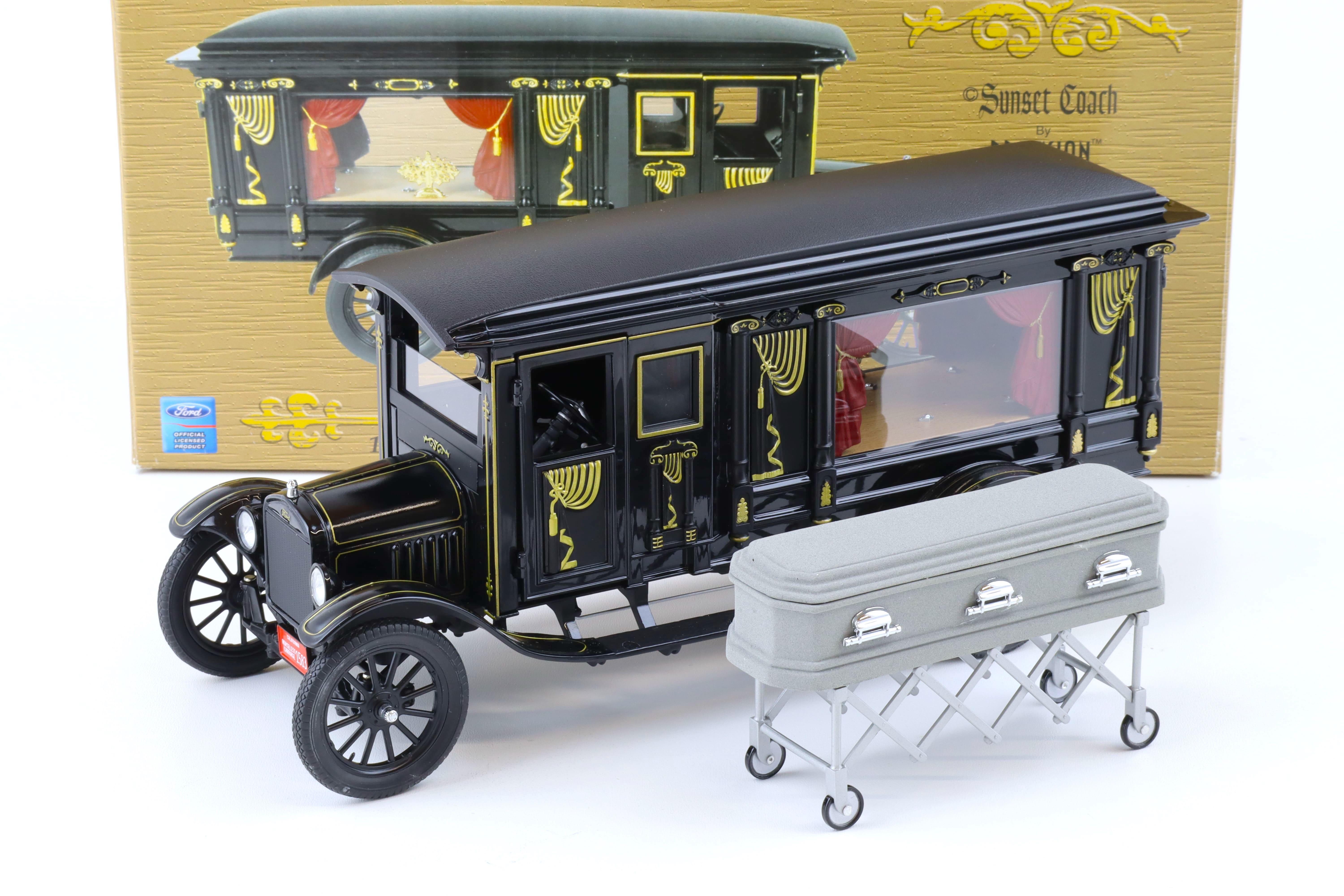 1:18 Precision Miniatures Sunset Coach 1921 Ford Model T Hearse black