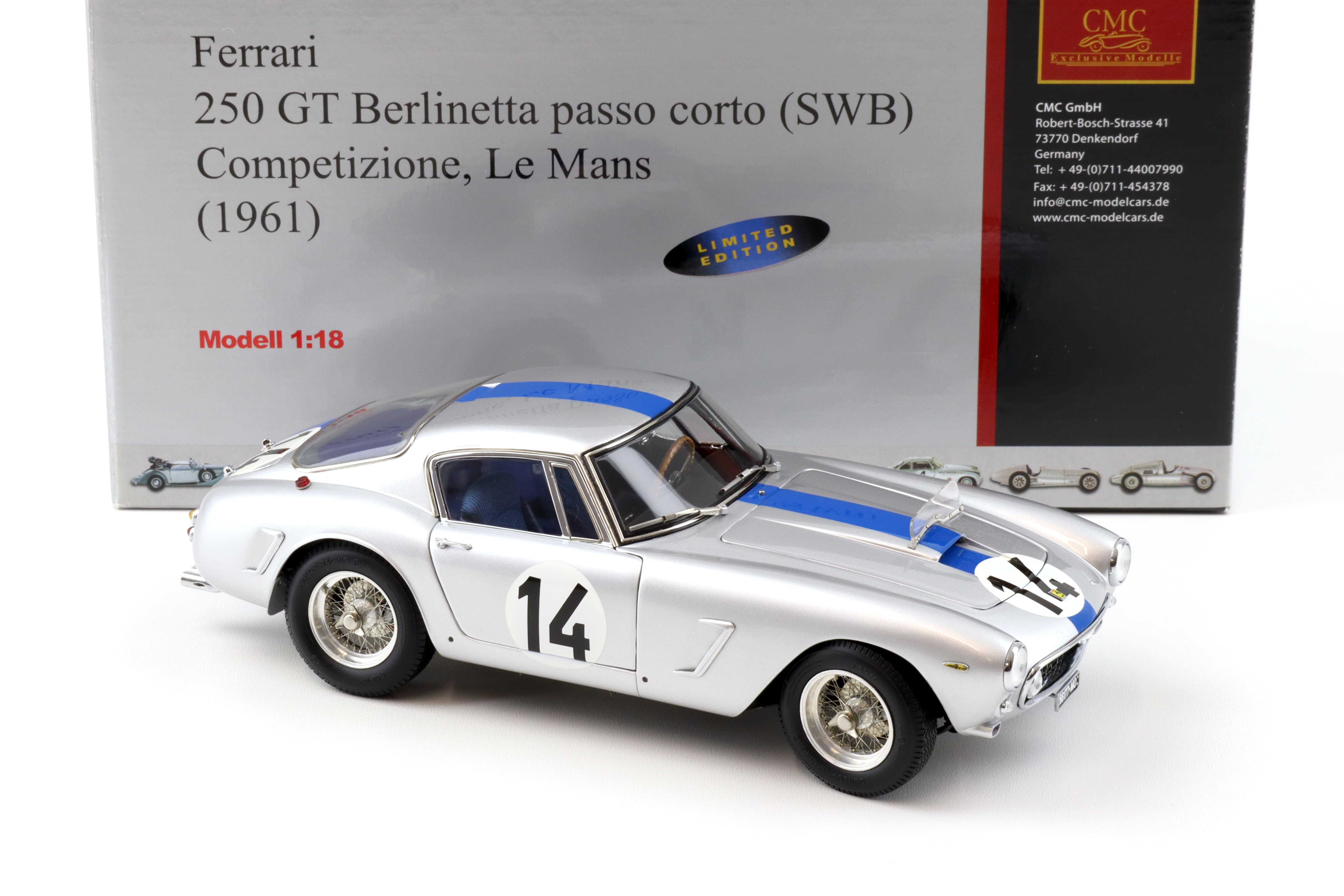 1:18 CMC Ferrari 250 GT Berlinetta passo corto SWB Competizione 1961 Le Mans M-079