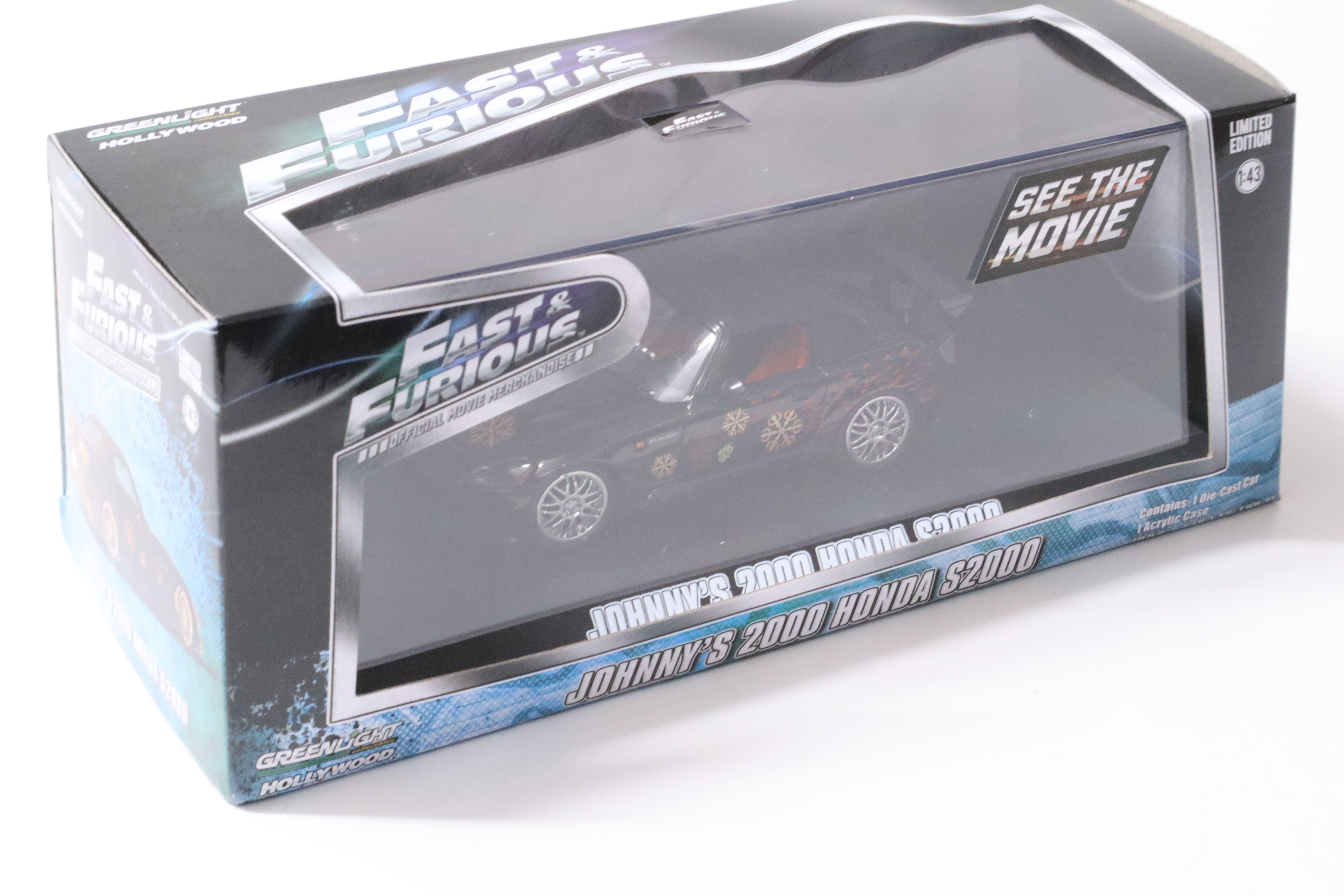 1:43 Greenlight Fast and Furious JOHNNY's 2000 Honda S2000 black