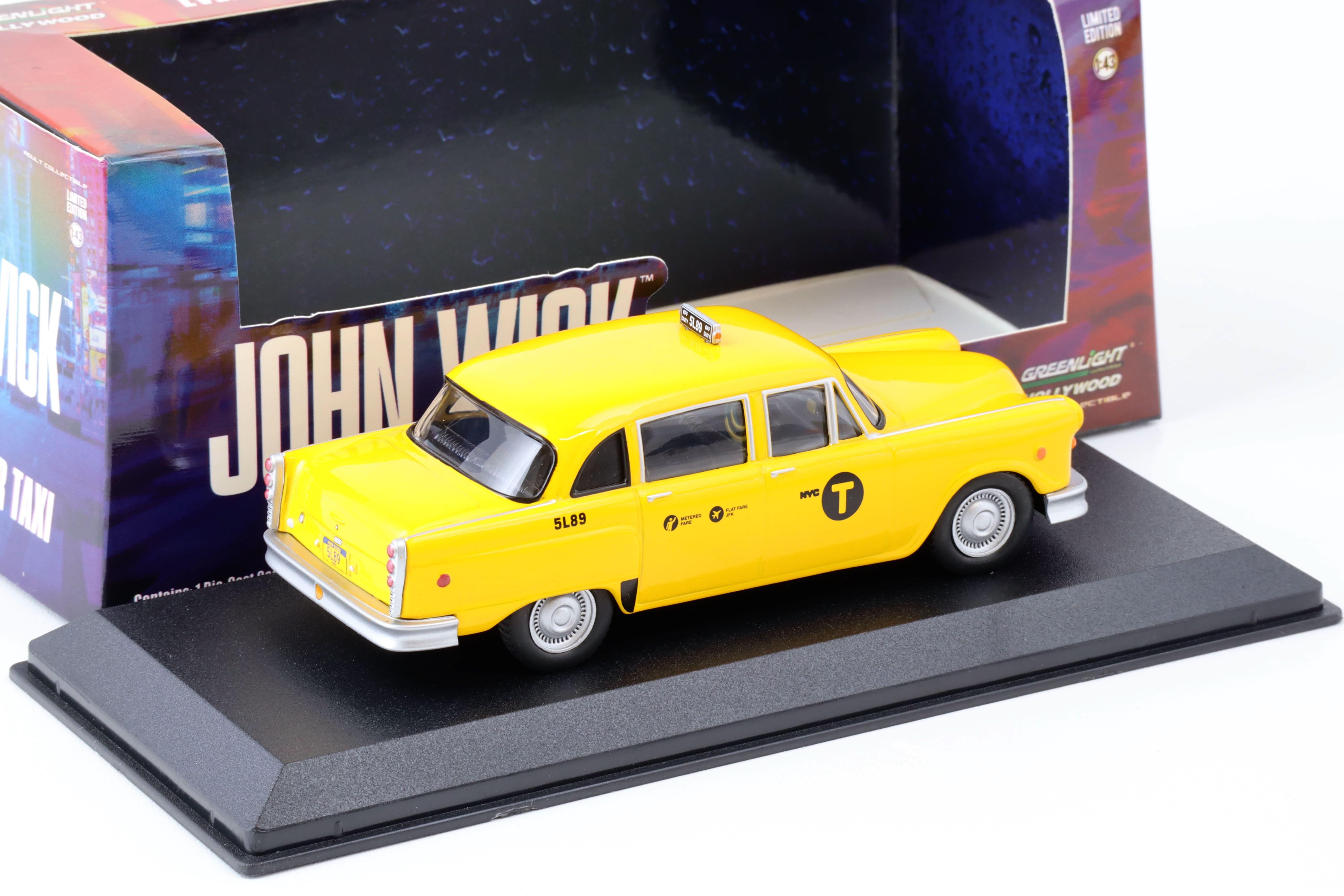 1:43 Greenlight 1974 Checker Taxi NYC yellow JOHN WICK