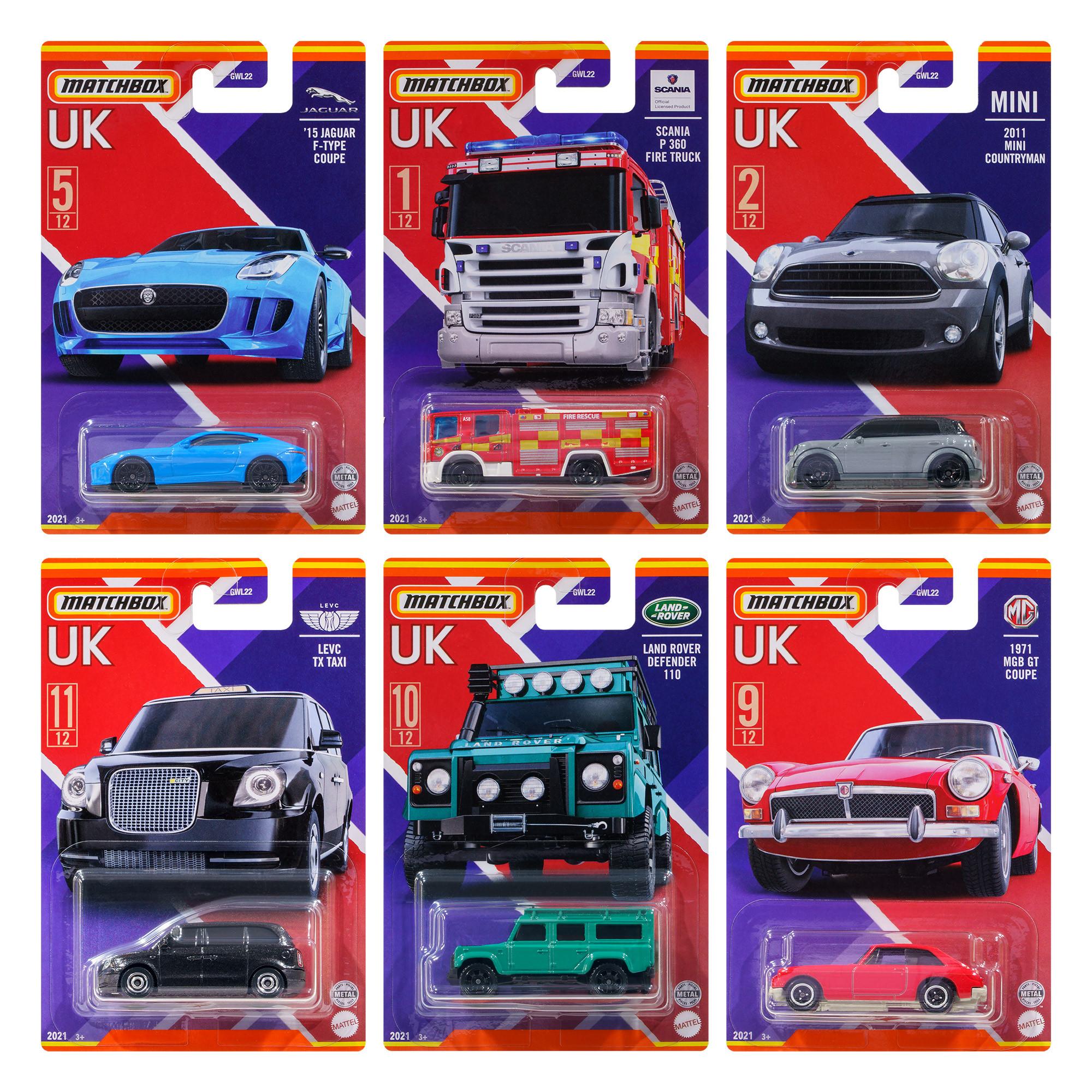 1:64 Matchbox SET 2021 Best of UK Großbritannien 6 pcs. - MG, Mini, Jaguar