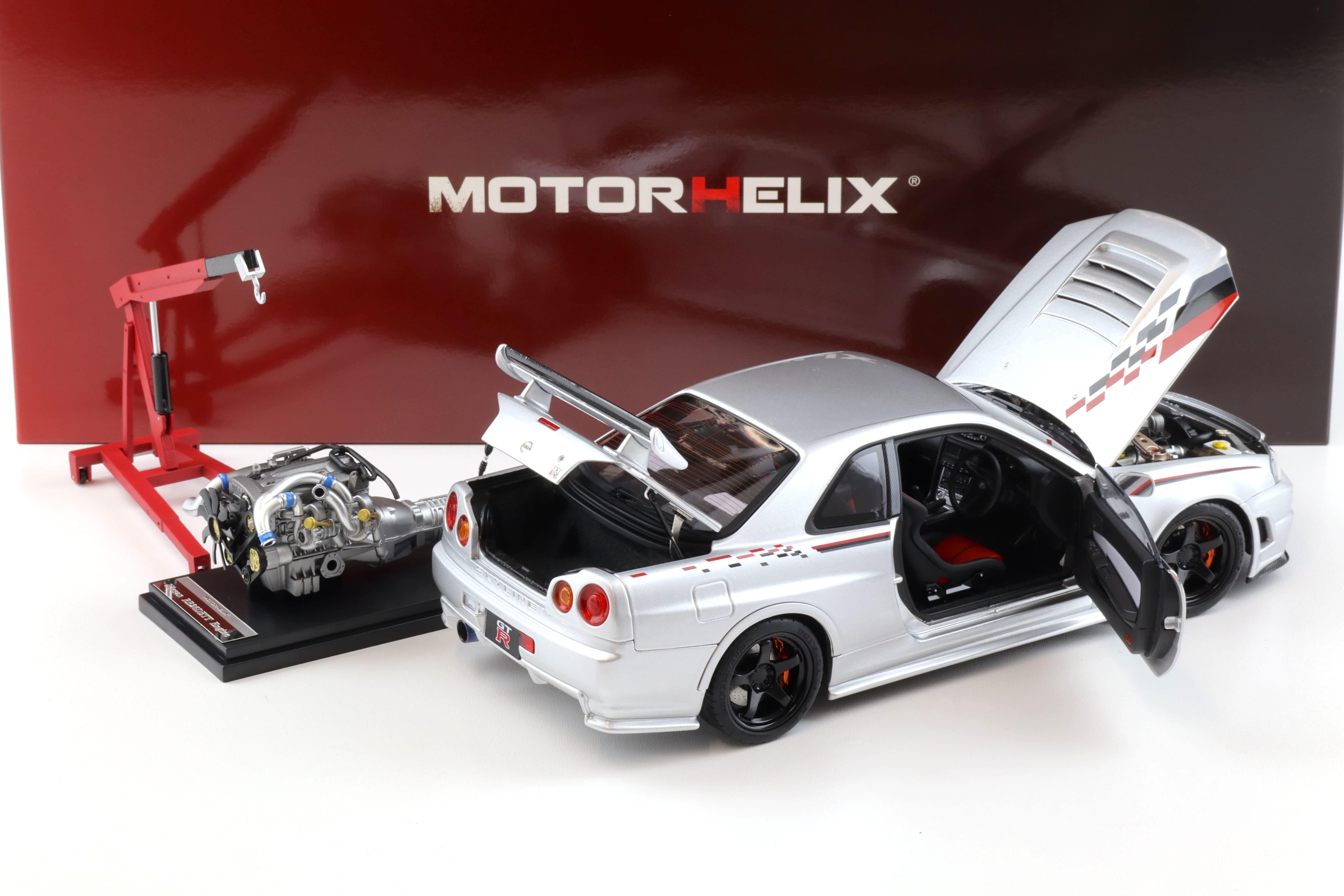 1:18 Motorhelix Nissan Skyline GT-R R34 Nismo CRS Livery silver M83429