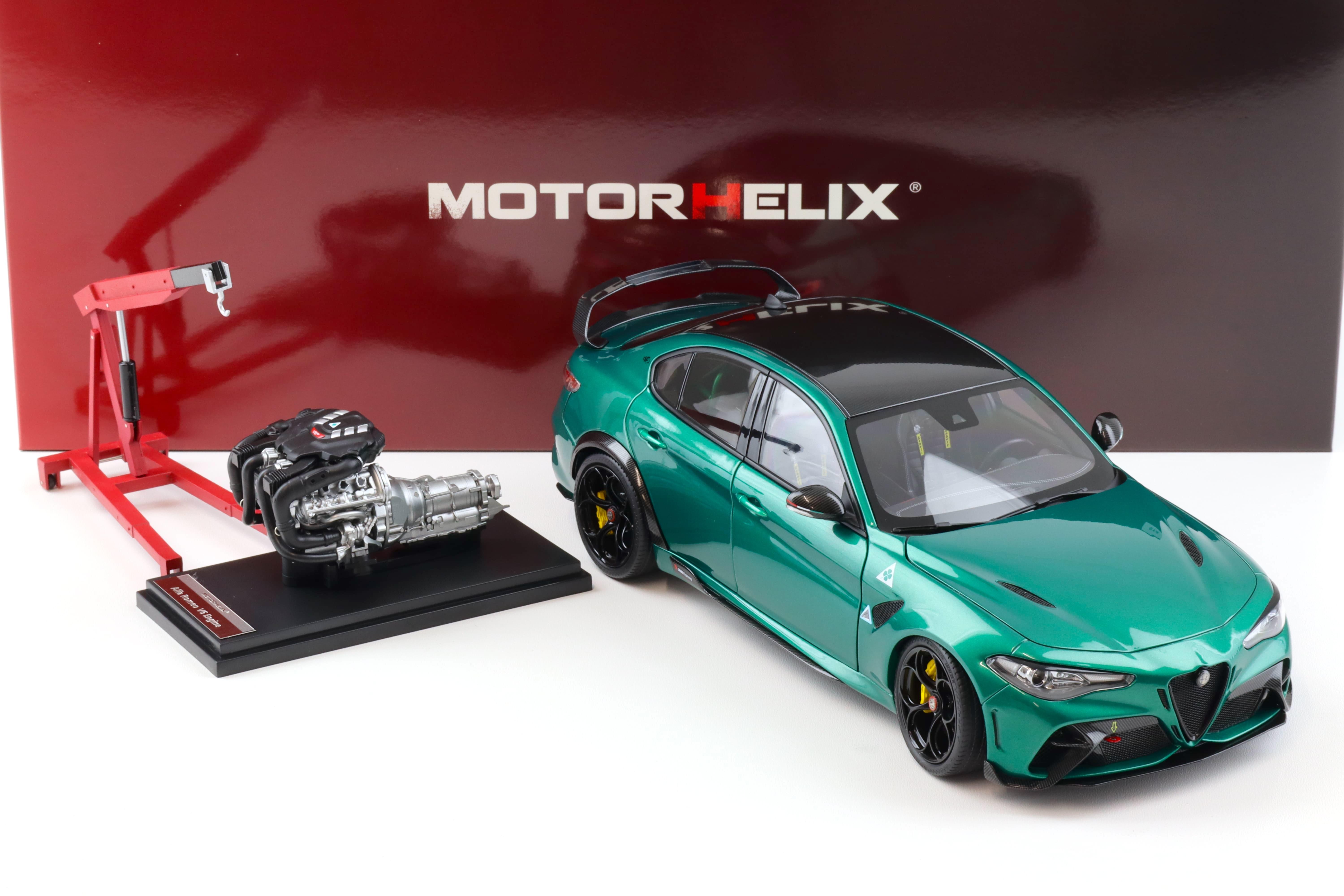 1:18 Motorhelix Alfa Romeo Giulia GTAm Montreal green + engine Die-Cast M89008