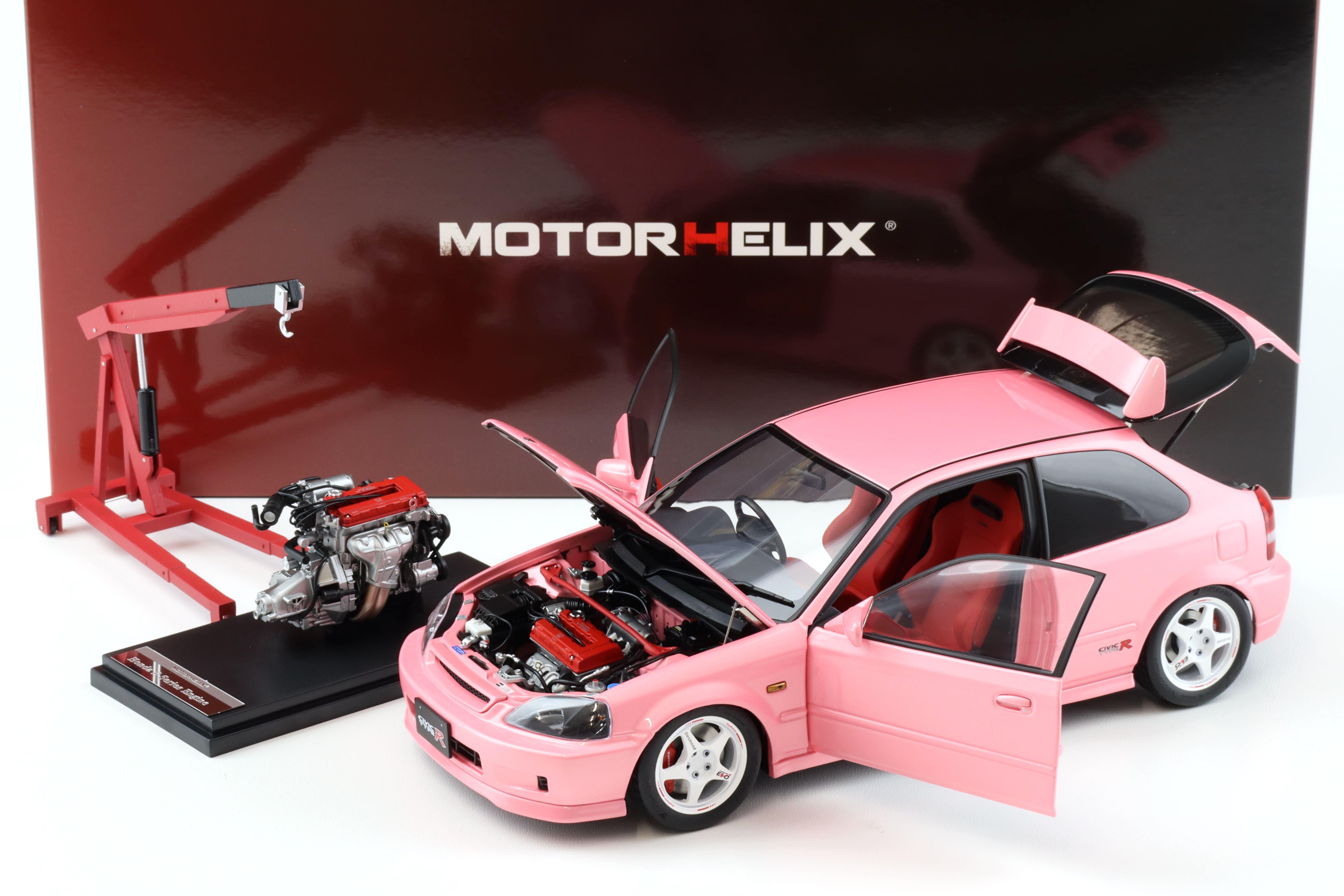 1:18 Motorhelix Honda Civic Type R (EK9) Customized Version Sweet pink + engine M85008