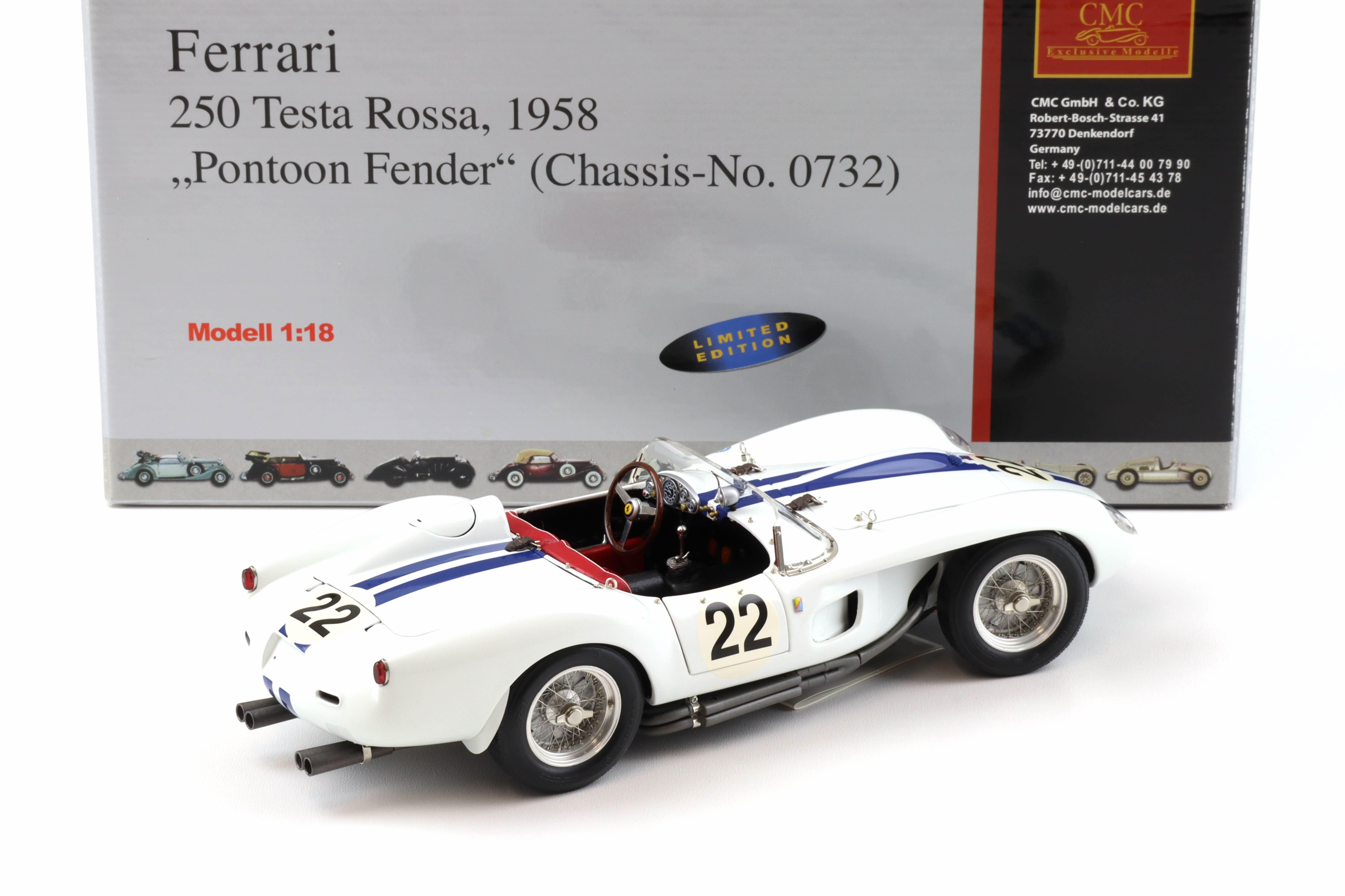 1:18 CMC Ferrari 250 Testa Rossa 1958 Pontoon Fender #22 white M-080