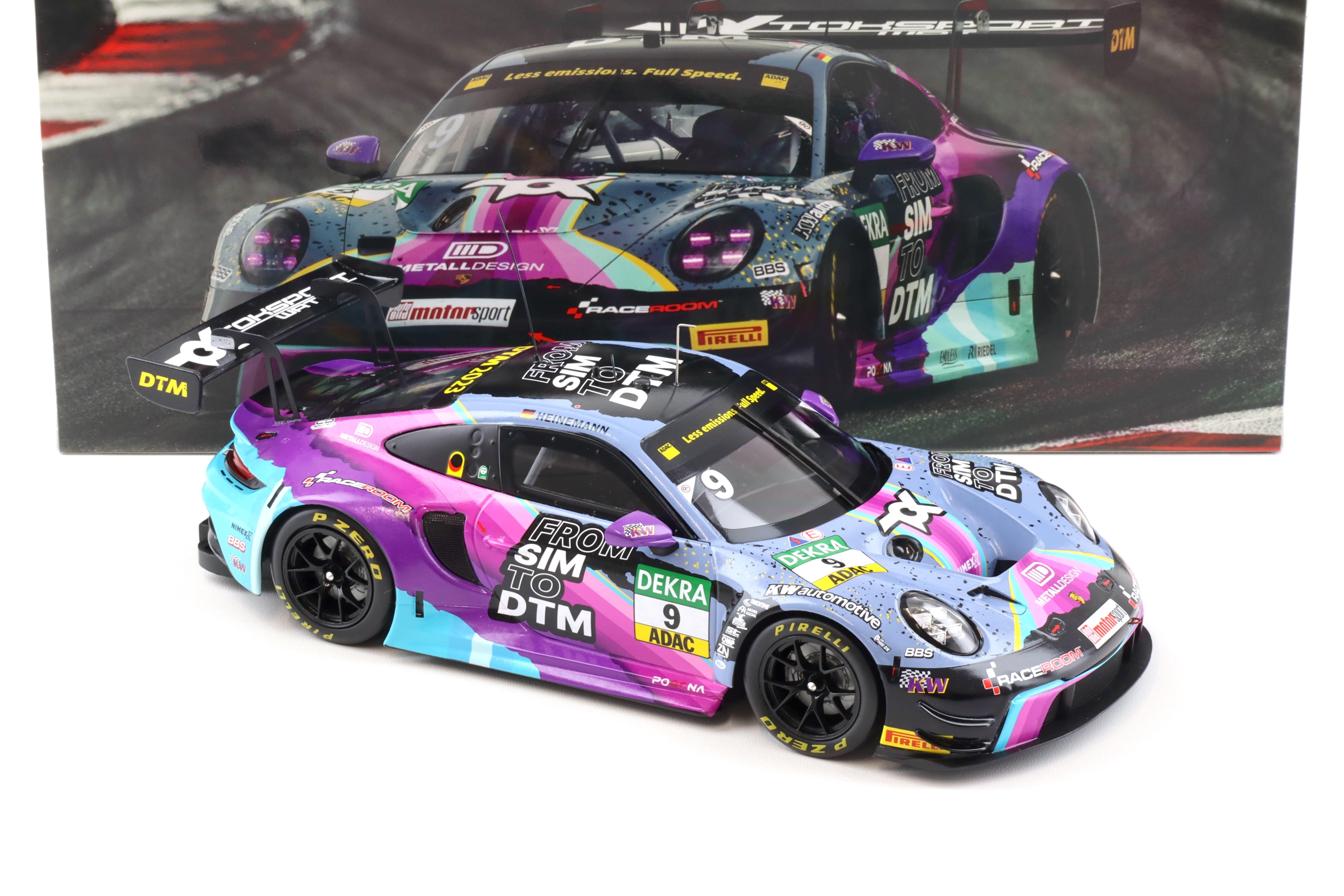 1:18 IXO Porsche 911 992 GT3 R #9 DTM 2023 Tim Heinemann From Sim to DTM