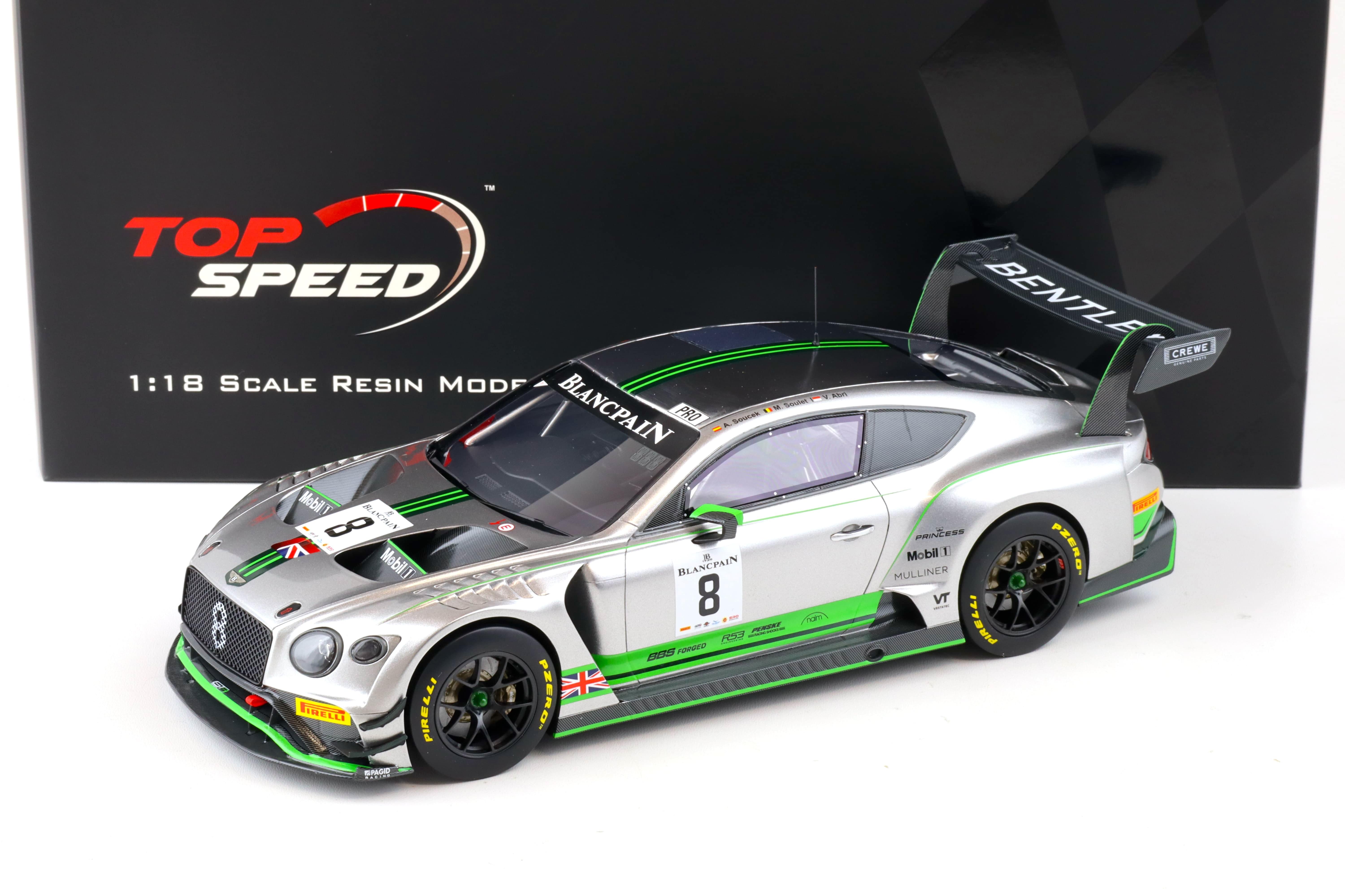 1:18 Top Speed Bentley Continental GT3 #8 Blancpain GT Series Monza 2018 TS0244