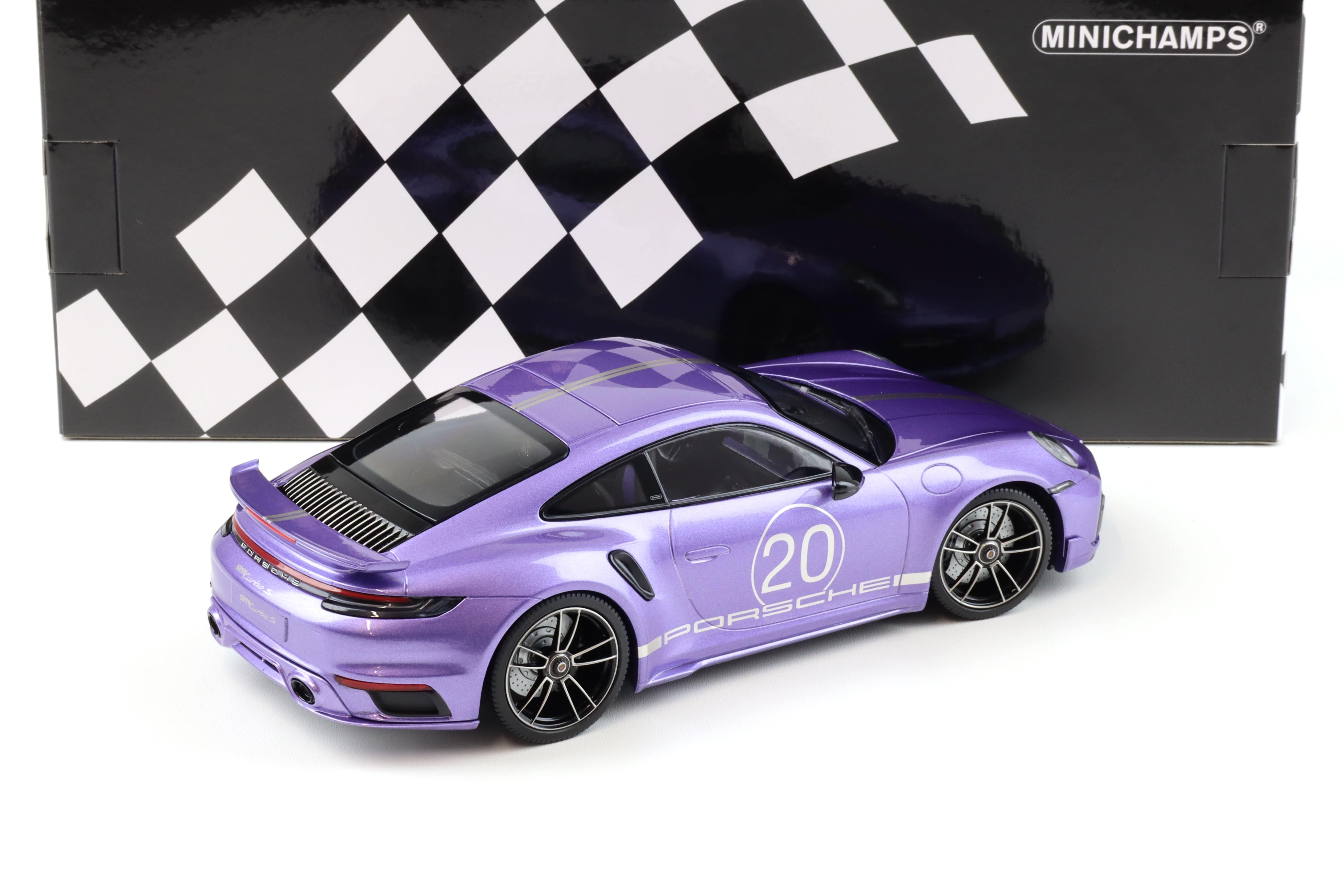 1:18 Minichamps Porsche 911 (992) Turbo S Coupe Sport Design 2021 viola metallic