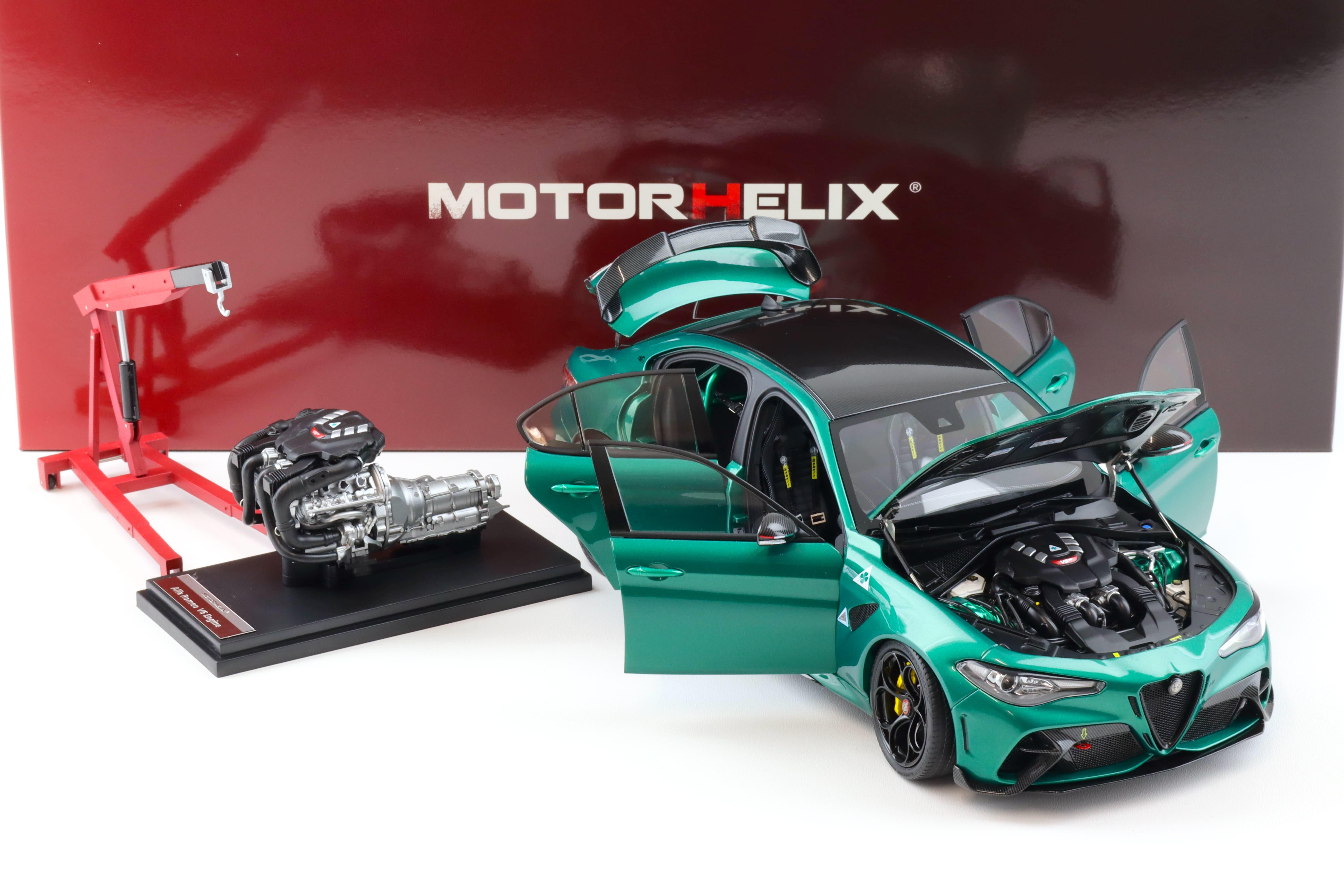 1:18 Motorhelix Alfa Romeo Giulia GTAm Montreal green + engine Die-Cast M89008