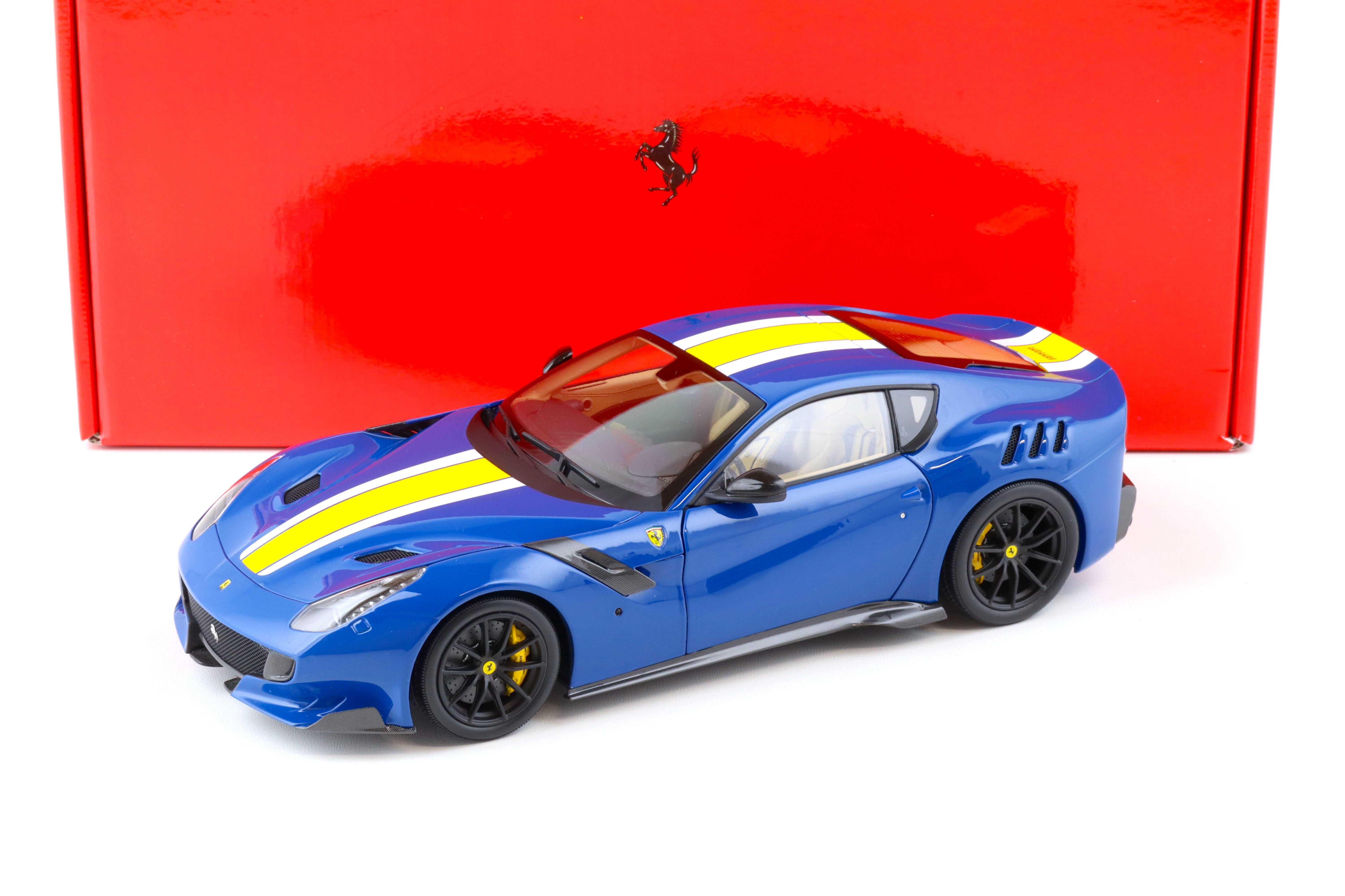 1:18 BBR Ferrari F12 TDF Azzurro Dino blue / white + yellow stripe Diecast