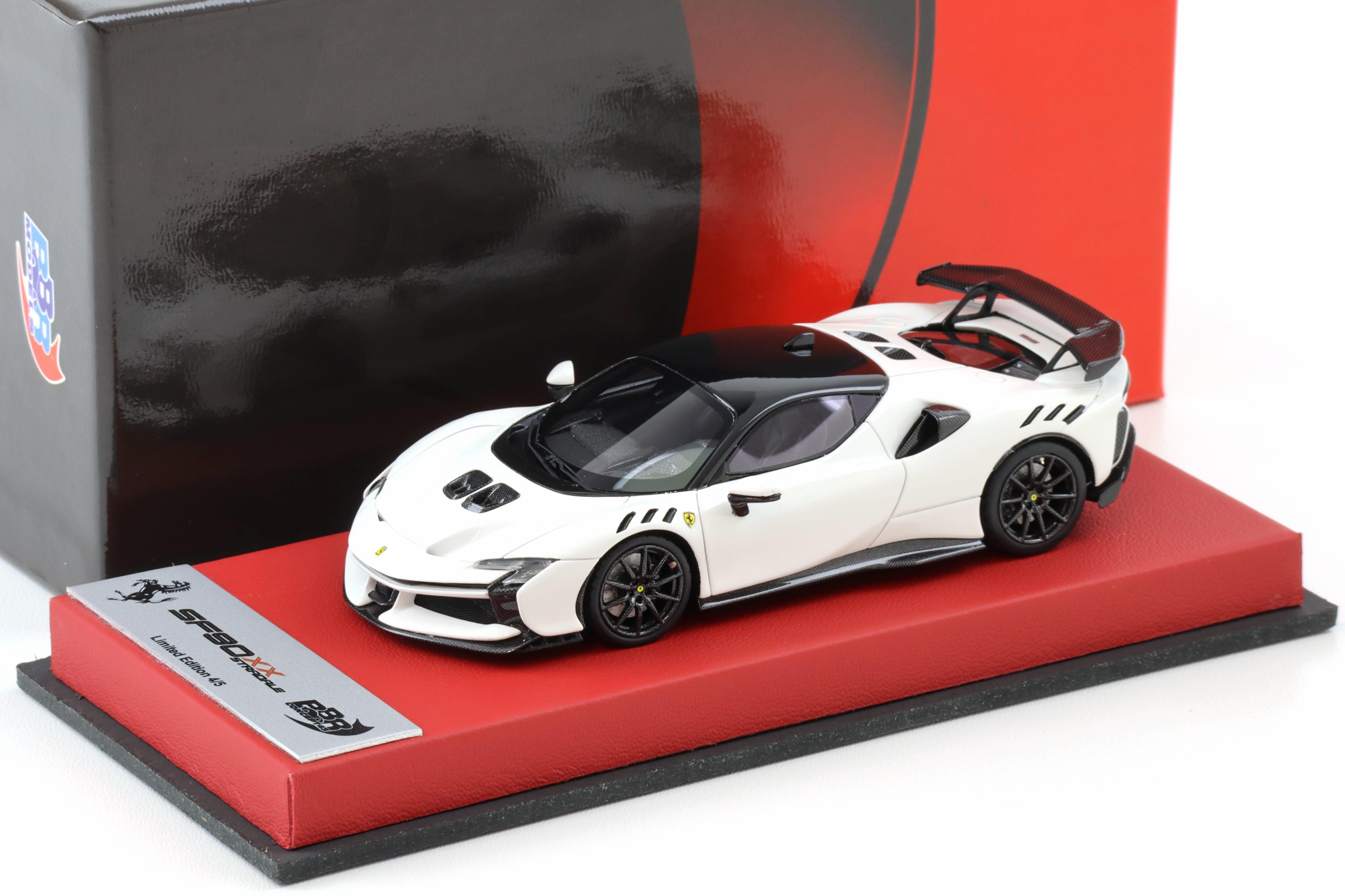 1:43 BBR Ferrari SF90XX Stradale Bianco Cervino with leather base - Limited 5 pcs.
