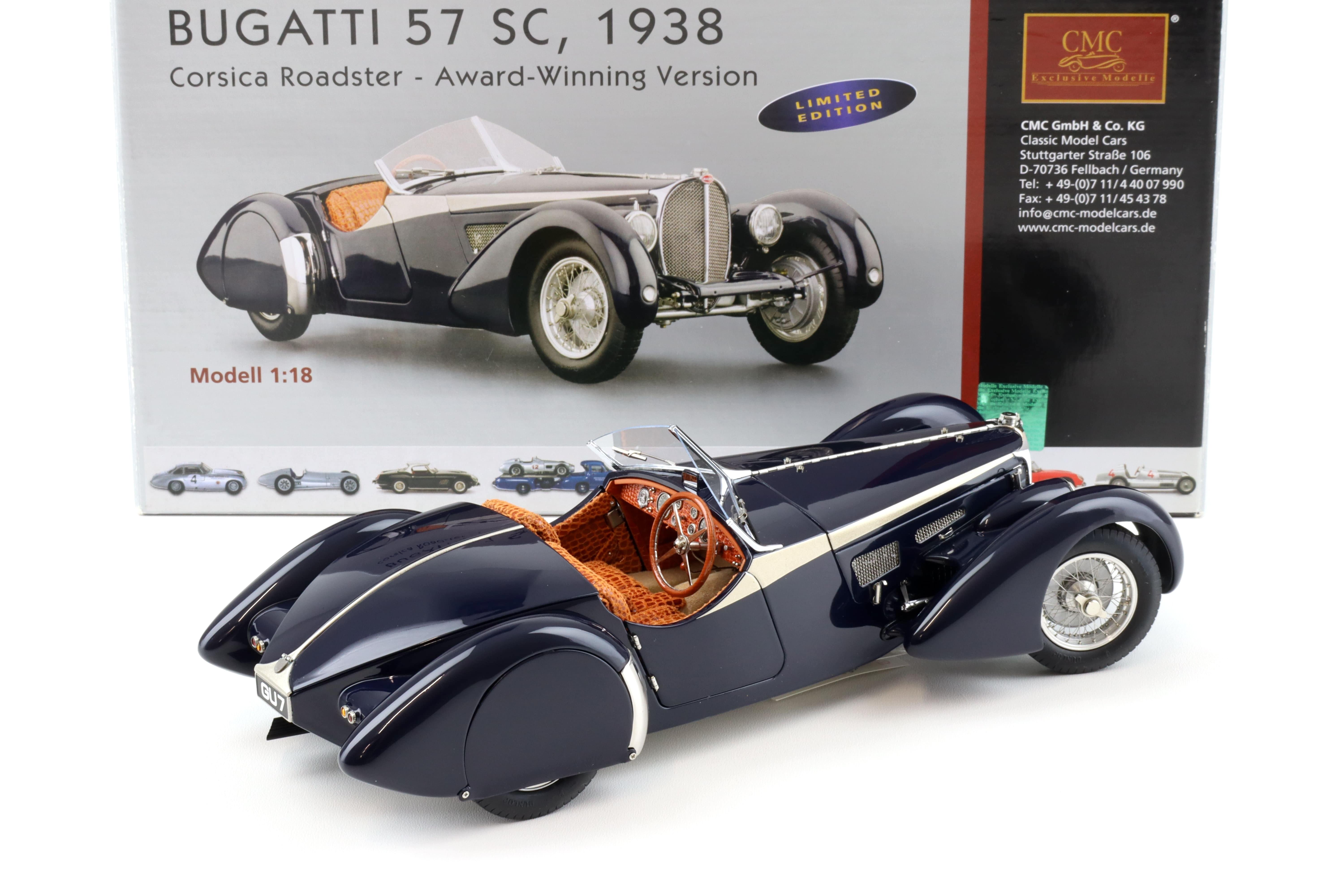 1:18 CMC Bugatti 57 SC Corsica Roadster 1938 blue CONCOURS D'ELEGANCE M-136