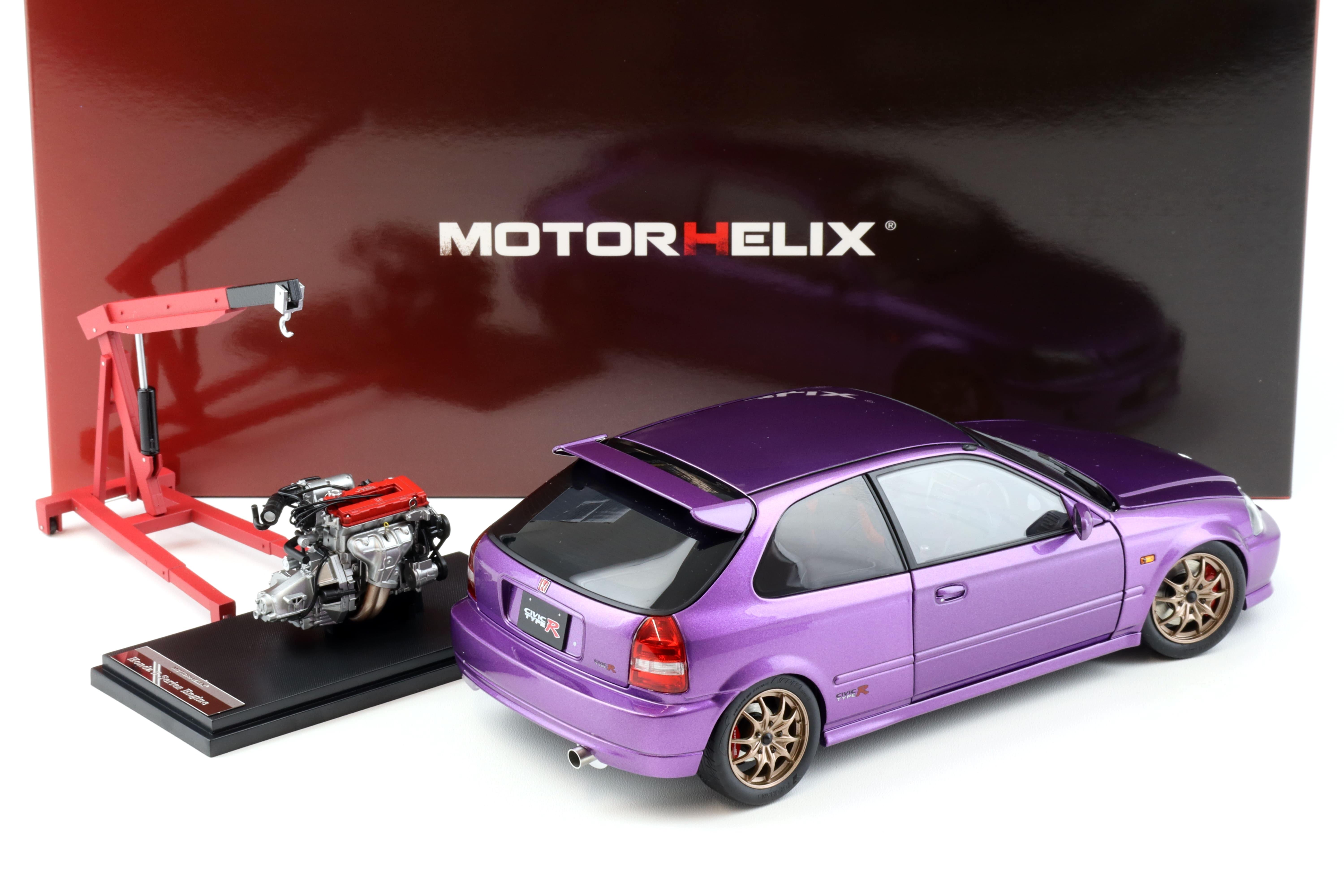 1:18 Motorhelix Honda Civic Type R (EK9) Customized Version pearl purple + engine M85007