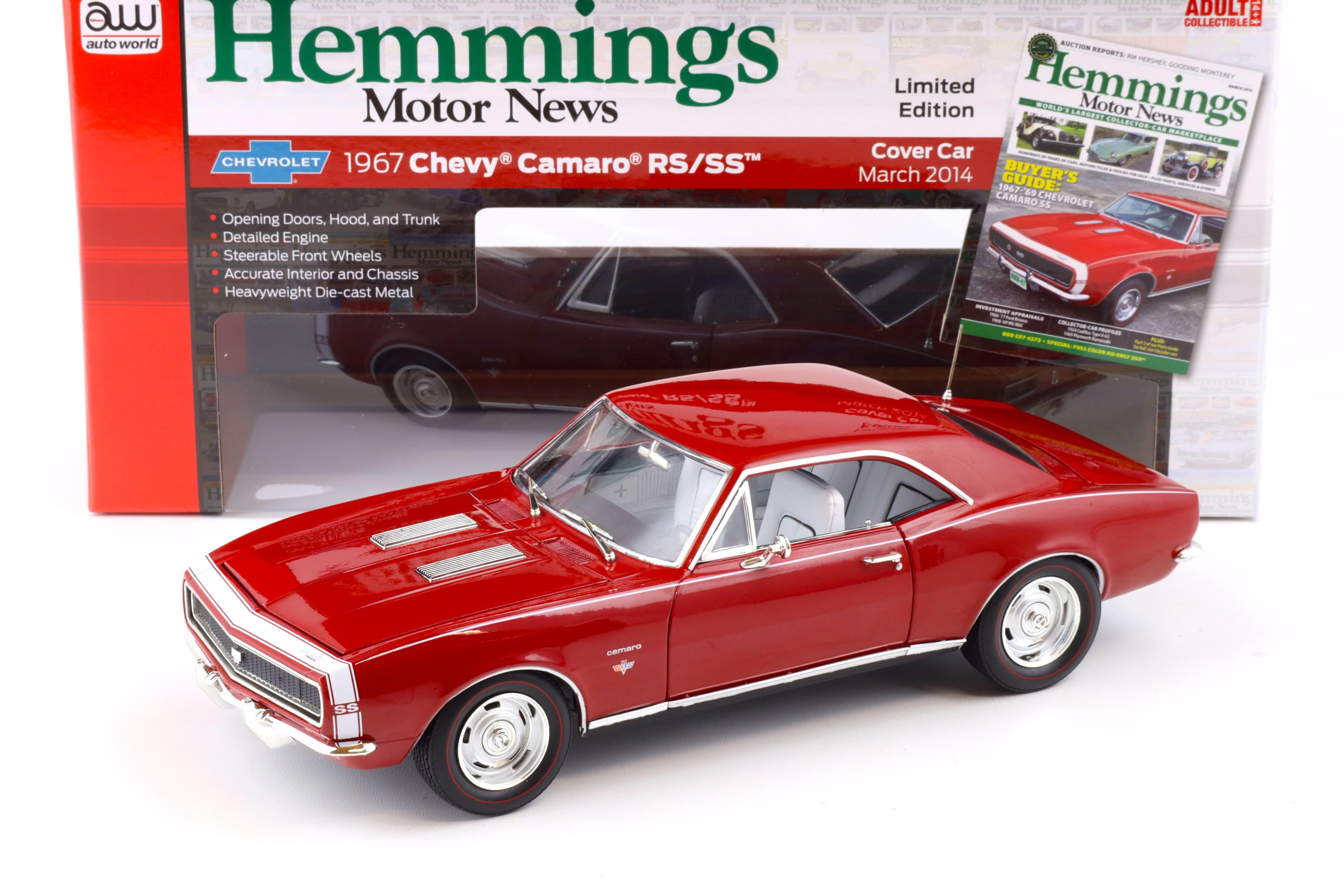 1 18 Auto World 1967 Chevrolet Camaro SS RS Coupe Hemmings Bolero red