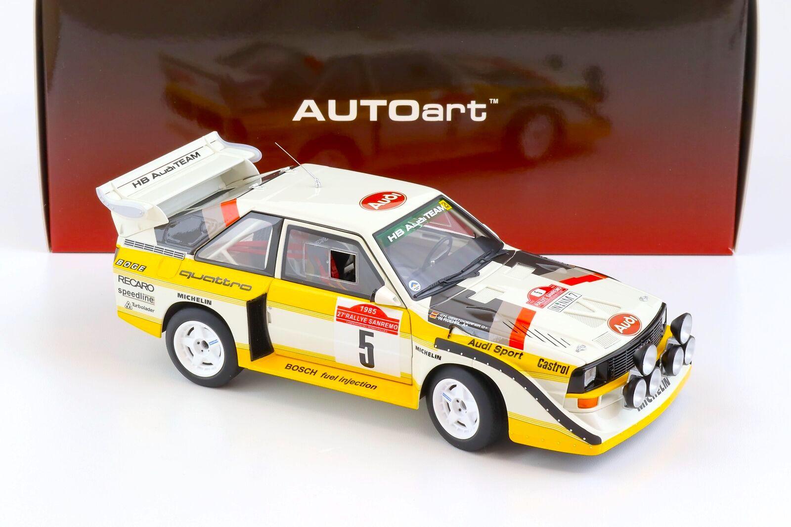 1:18 AUTOart Audi Sport Quattro S1 Rally San Remo 1985 Winner Röhrl/Geistdörfer #5