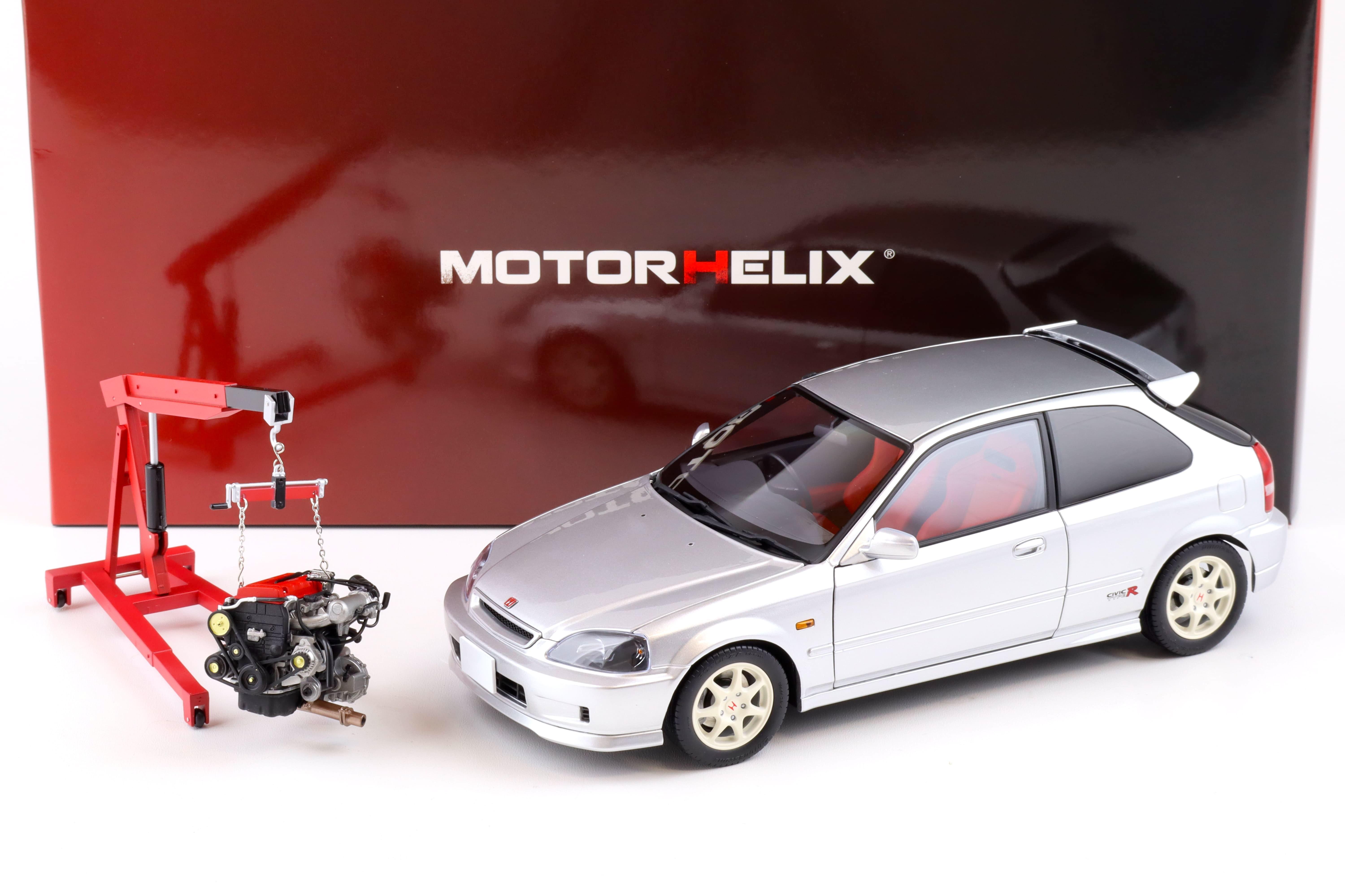 1:18 Motorhelix Honda Civic Type R (EK9) Vogue silver metallic + engine Diecast