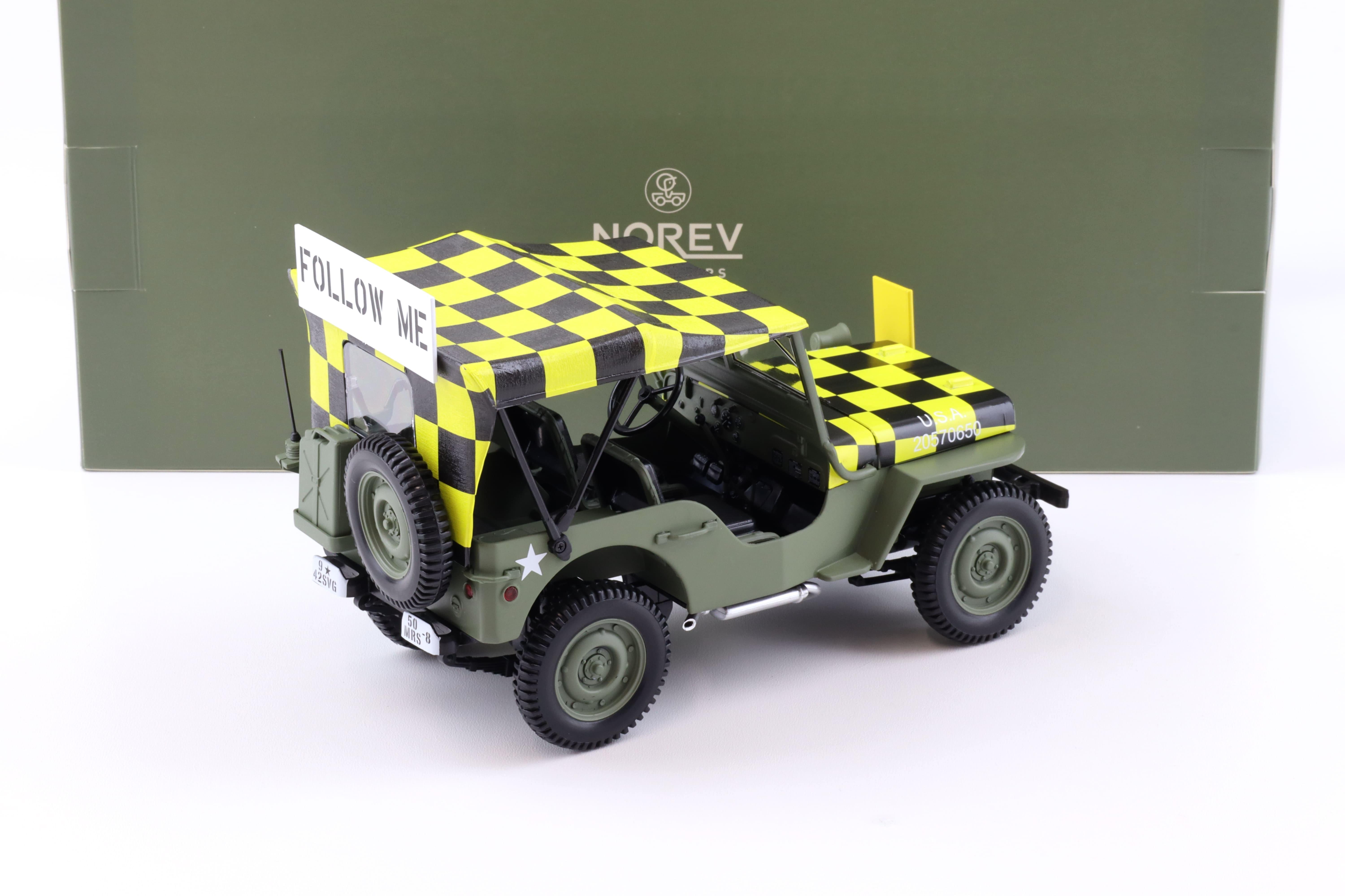 1:18 Norev Jeep Willys Army 1944 Follow Me green/ yellow - Limited 200 pcs.