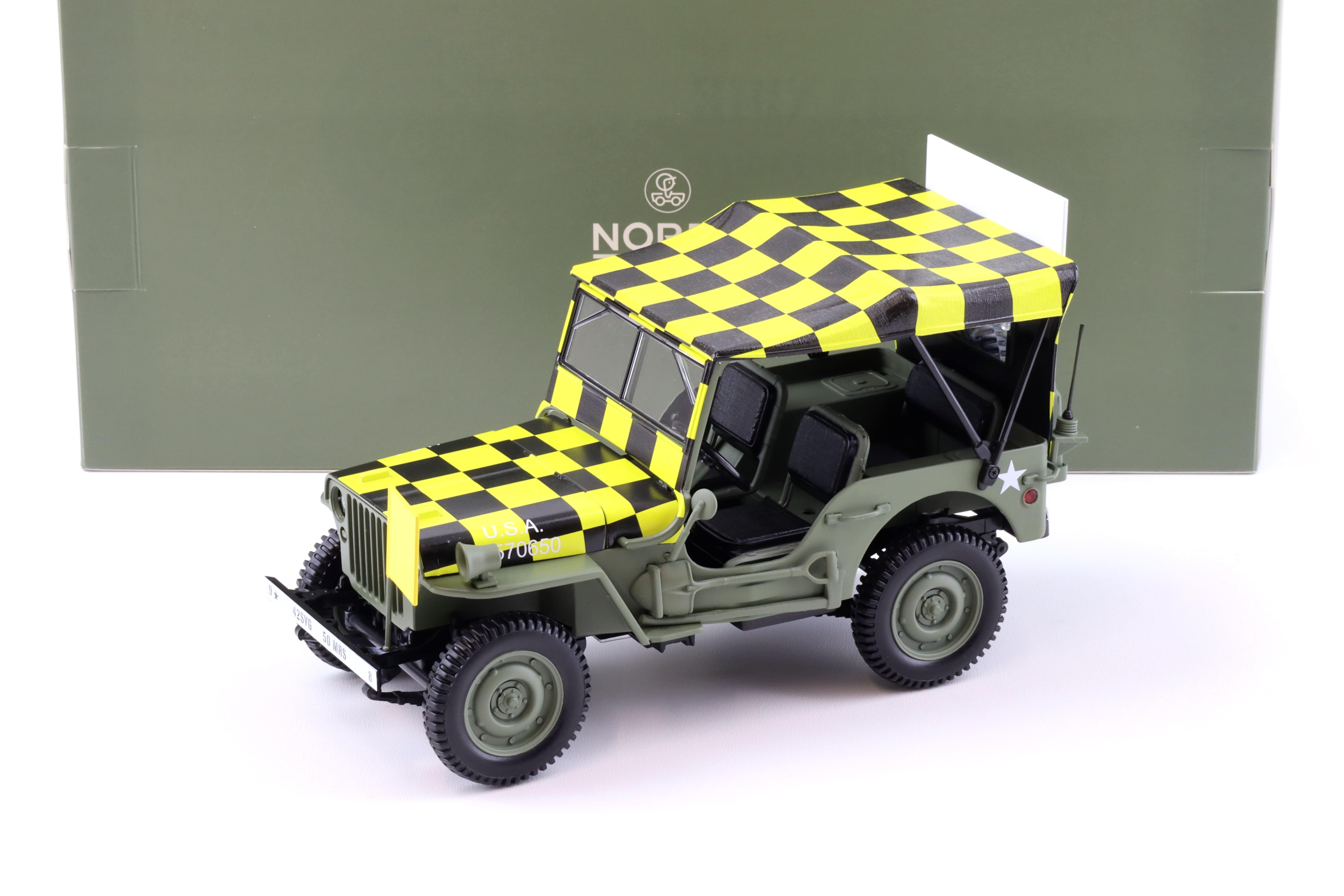 1:18 Norev Jeep Willys Army 1944 Follow Me green/ yellow - Limited 200 pcs.