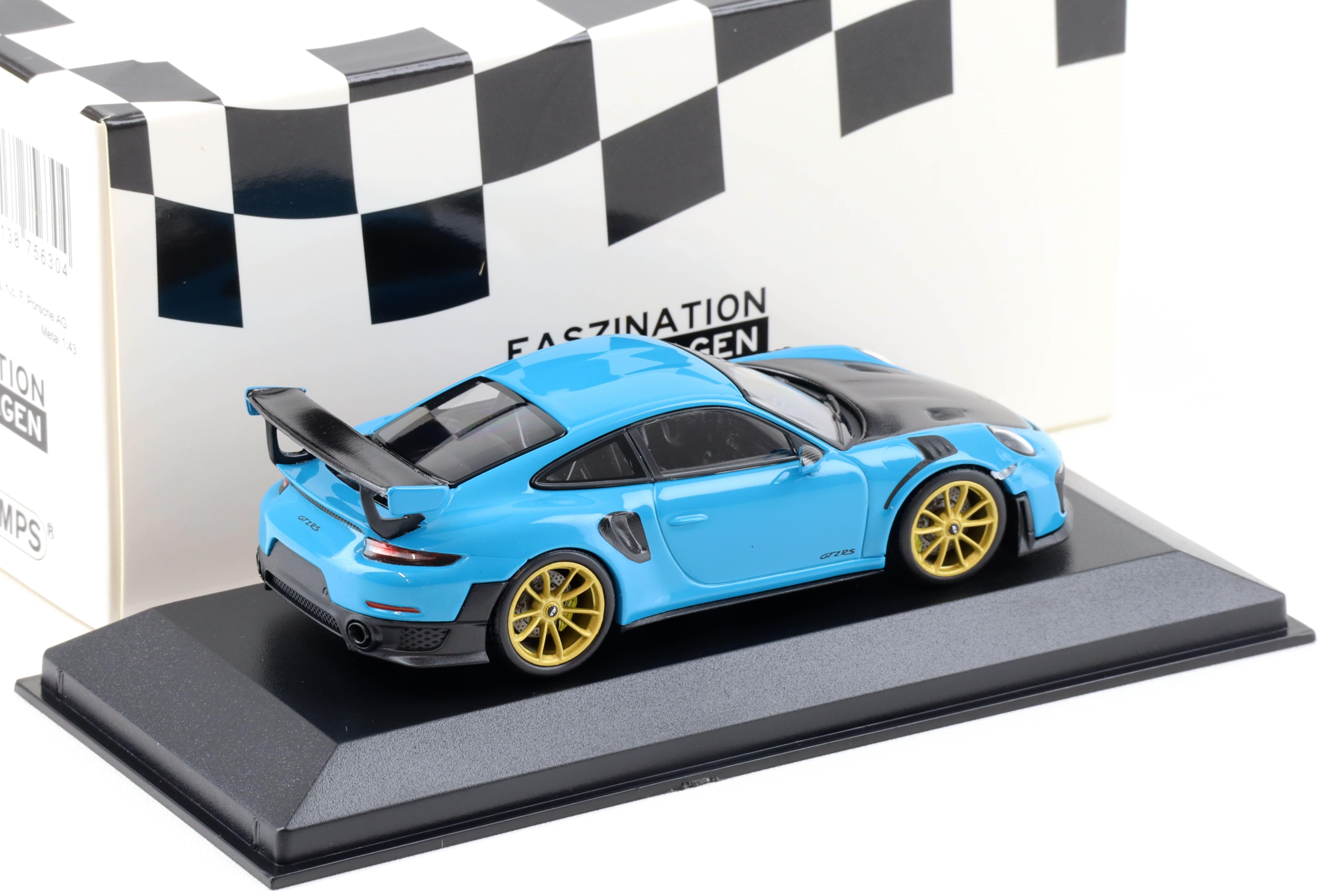 1:43 Minichamps Porsche 911 (991.II) GT2 RS Miami blue/ gold wheels