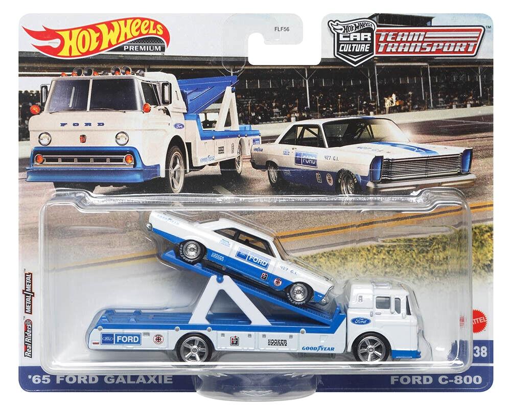 1:64 Hot Wheels Premium Team Transport 1965 Ford Galaxie + Ford C-800 HCR33