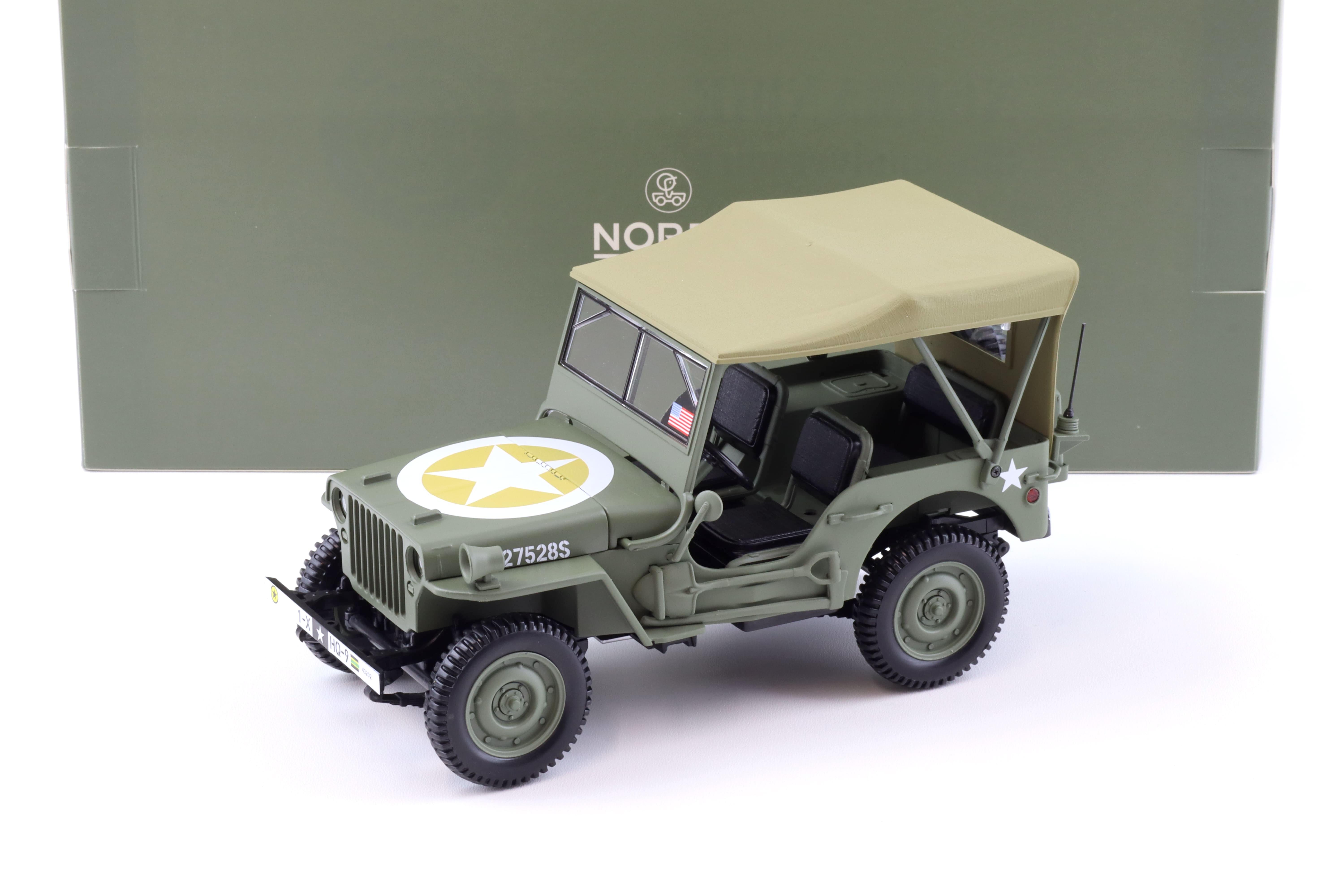 1:18 Norev Jeep Willys Army 1944 1st Div Inf HQ green  - Limited 200 pcs.