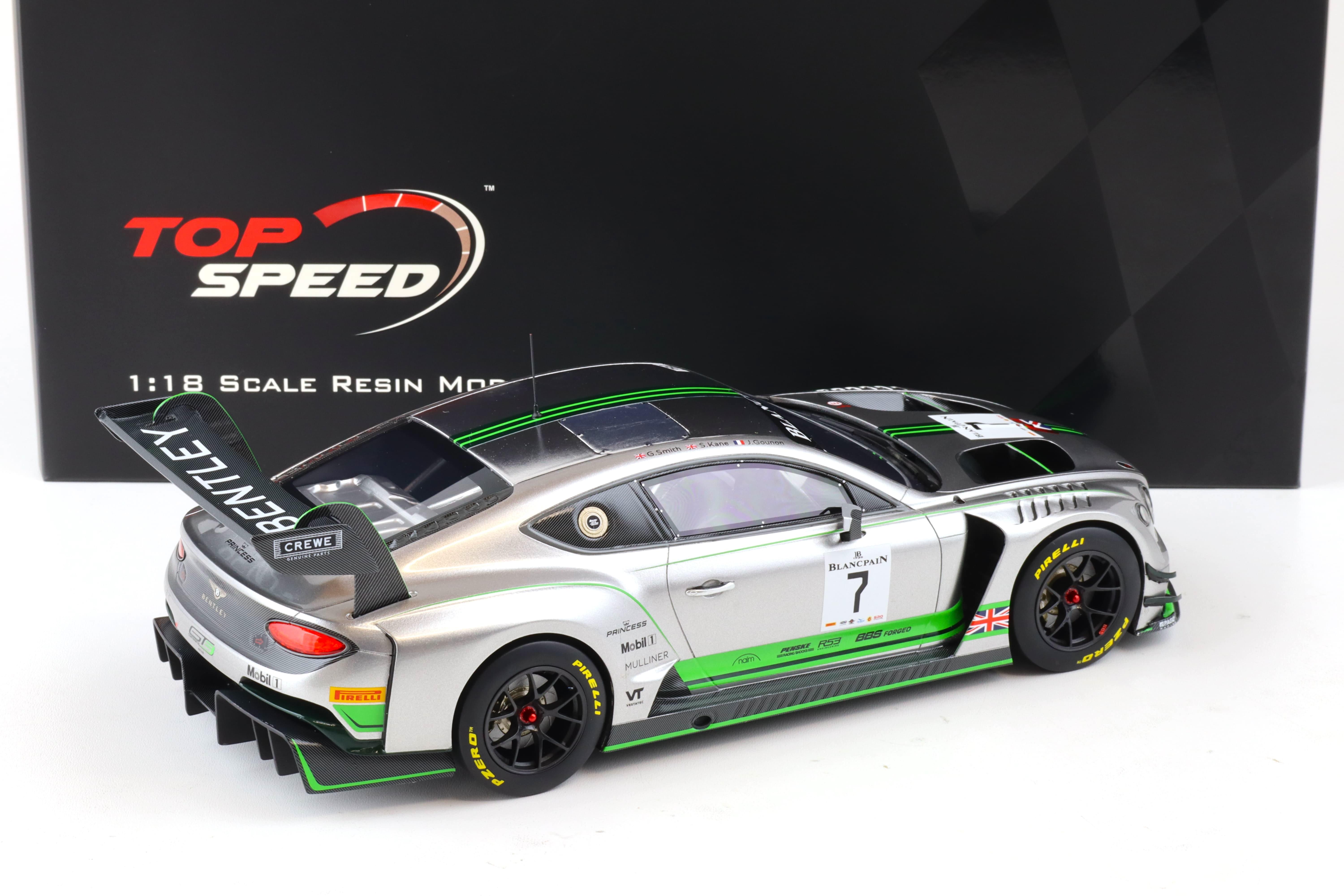 1:18 Top Speed Bentley Continental GT3 #7 Blancpain GT Series Monza 2018 TS0243