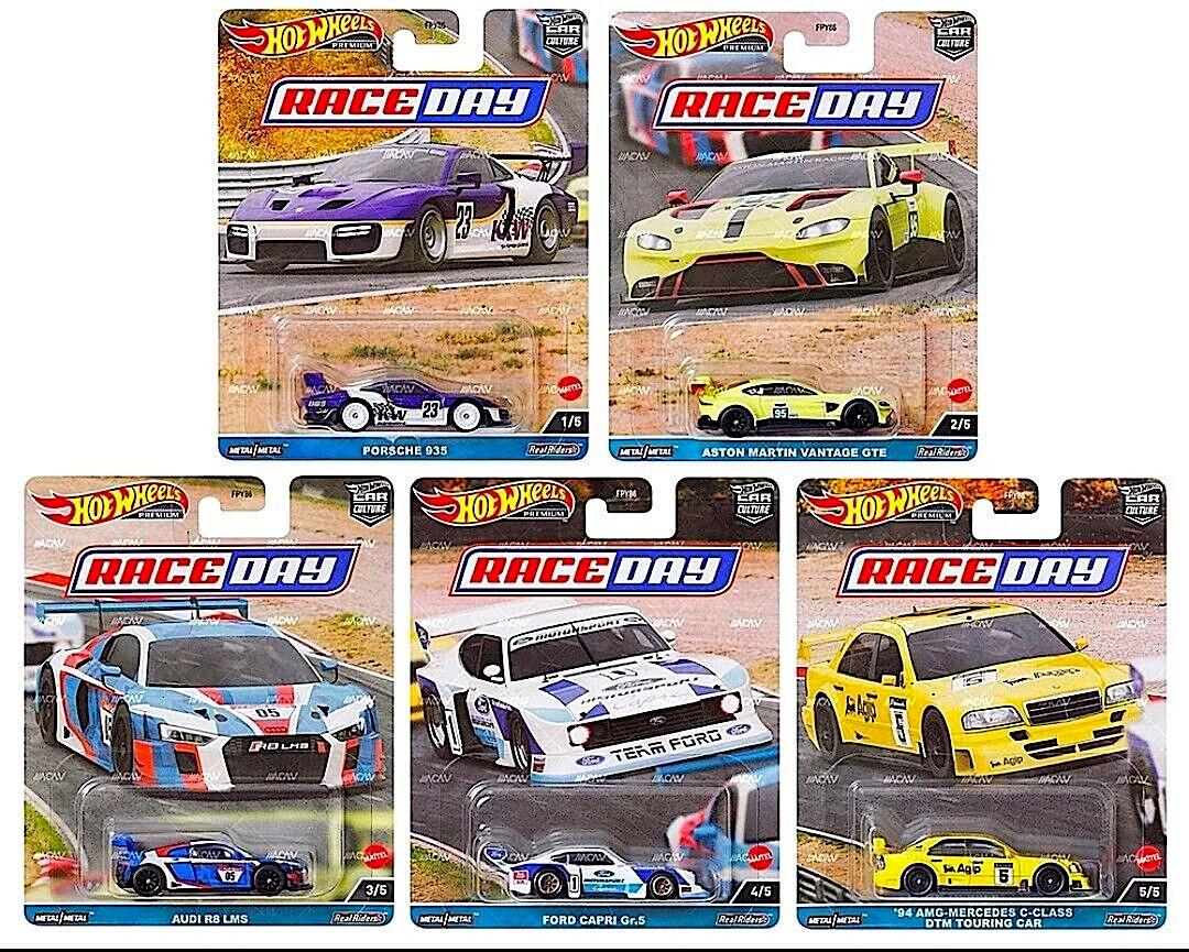 1:64 Hot Wheels Premium 2023 Race Day Car Culture Set 5 pcs. 977D Porsche, Ford