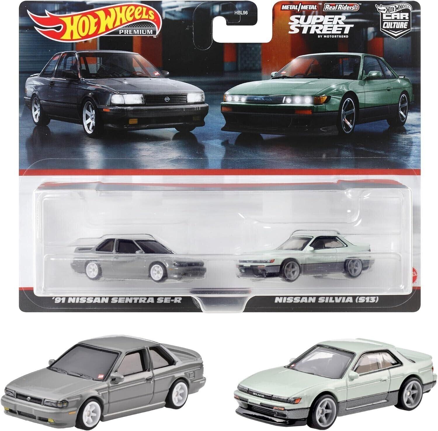 1:64 Hot Wheels 2024 Premium 2-Pack Nissan Sentra SE-R + Nissan Silvia (S13) 979W