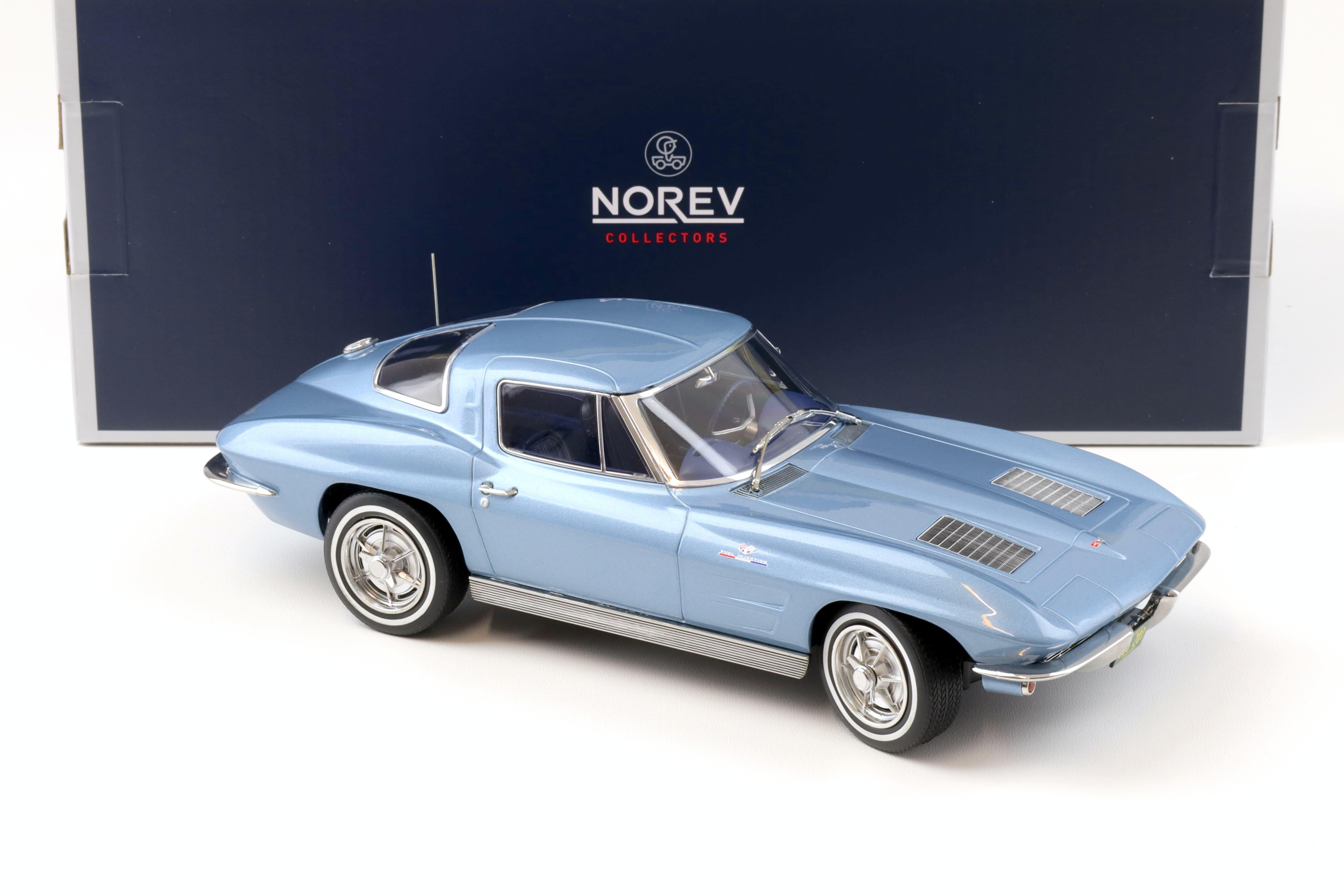 1:18 Norev Chevrolet Corvette Sting Ray Coupe 1963 light blue metallic