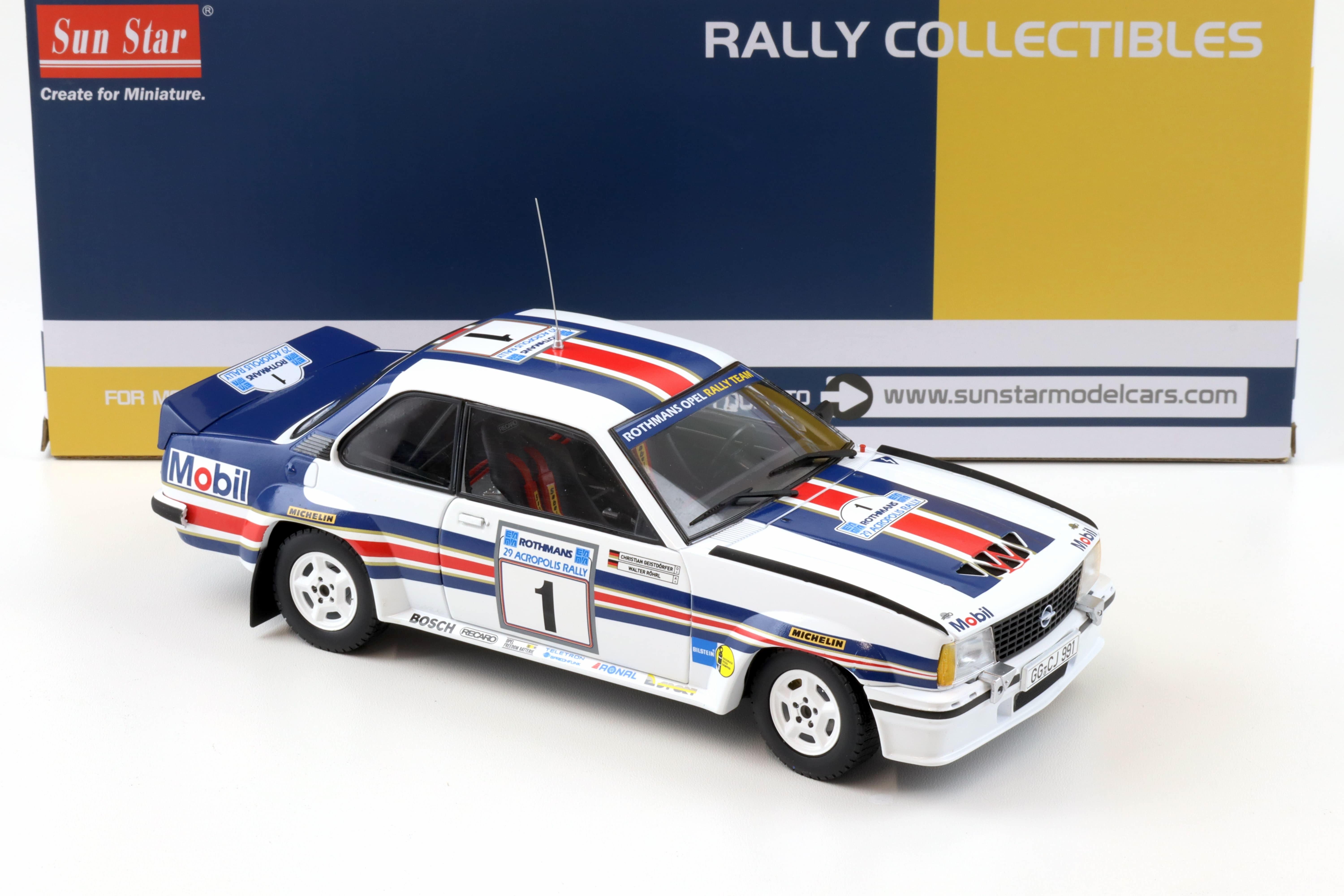 1:18 Sun Star Opel Ascona 400 Rally 2nd Rothmans Acropolis 1982 World Champ Röhrl/ Geistdörfer