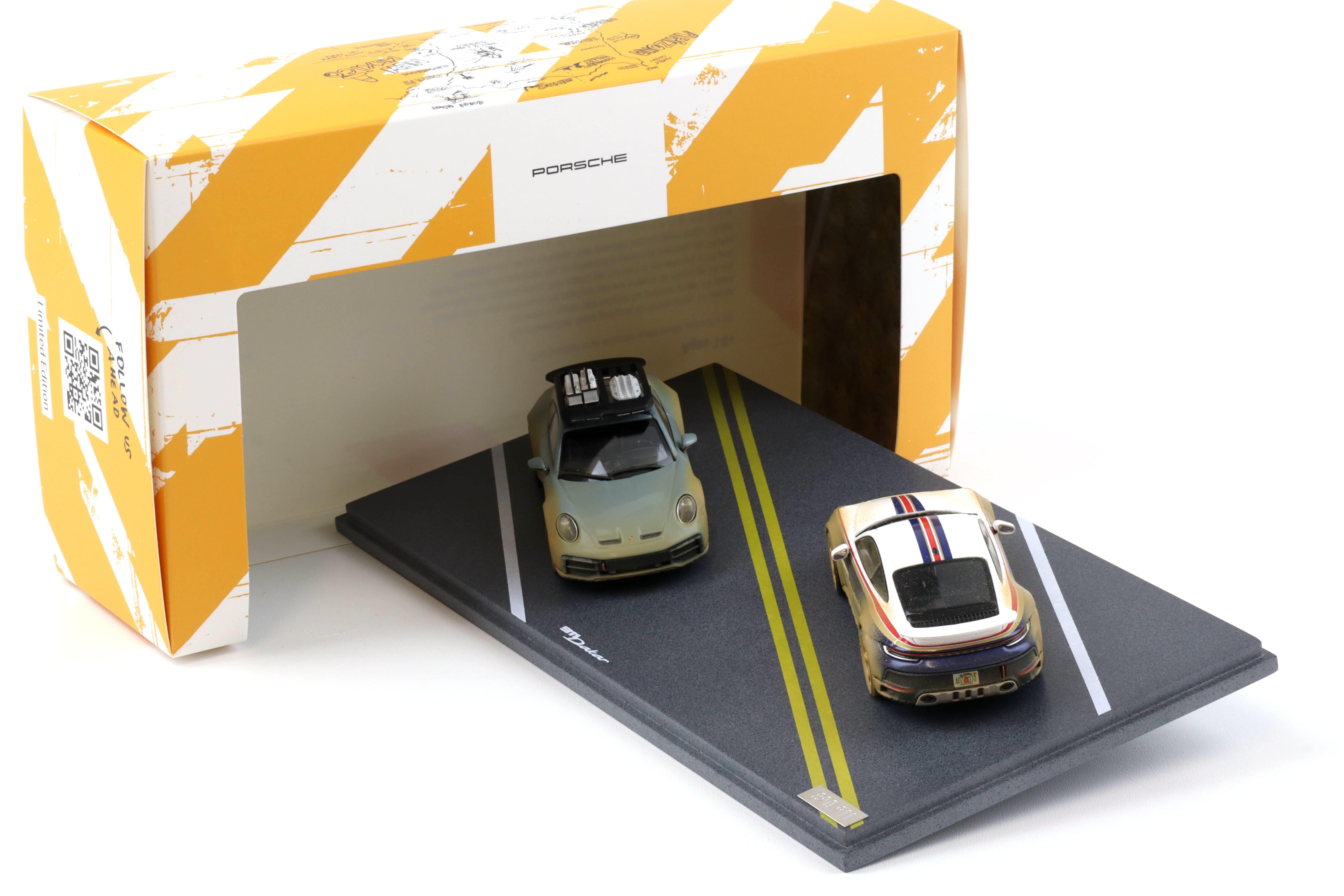 1:43 Spark SET Porsche 911 992 Dakar AHEAD Shade green & Roughroads WAP DEALER