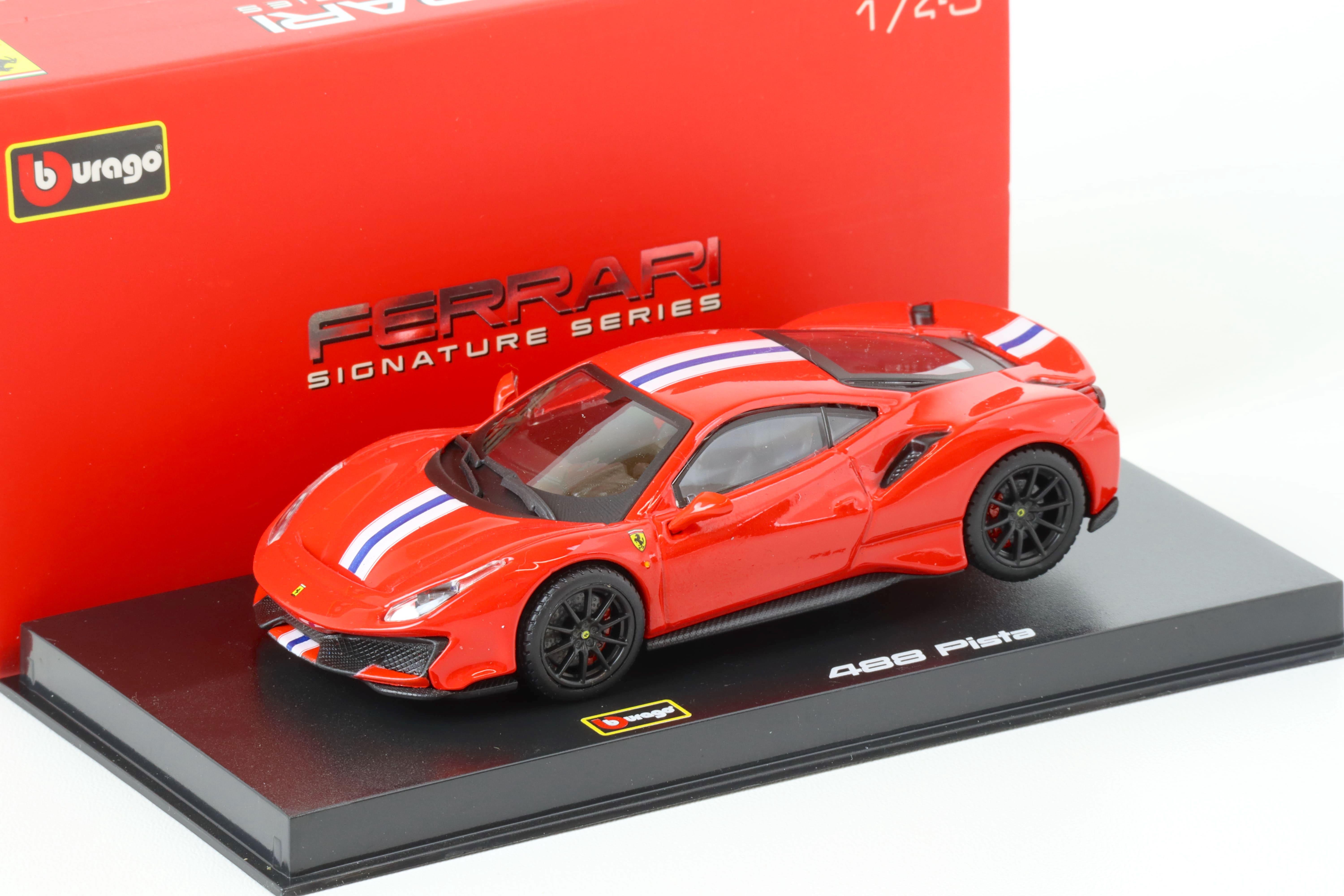 1:43 Bburago Signature Ferrari 488 Pista Coupe red/ blue-white stripe
