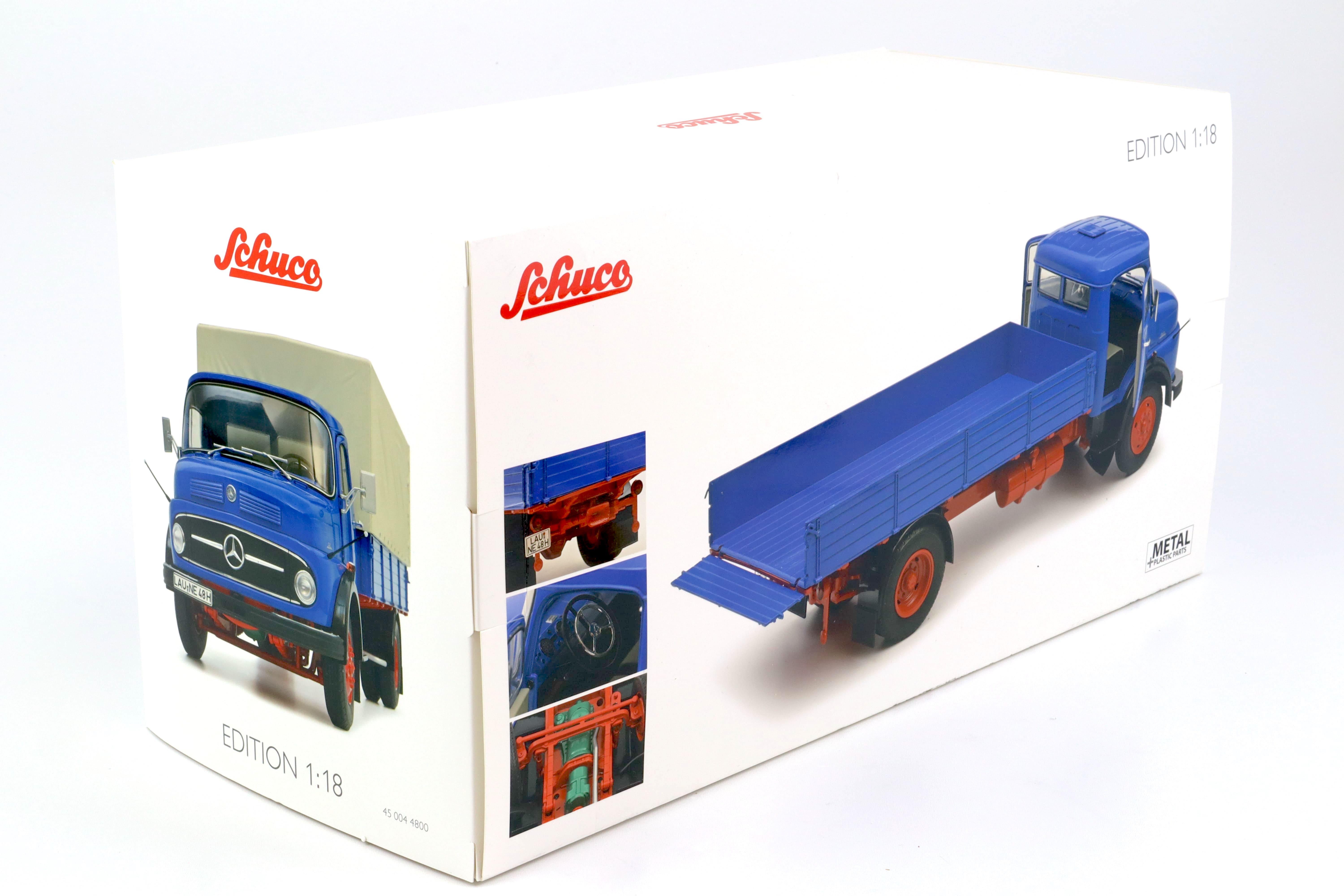1:18 Schuco Mercedes L911 Pritsche + Plane LKW blue Die-Cast