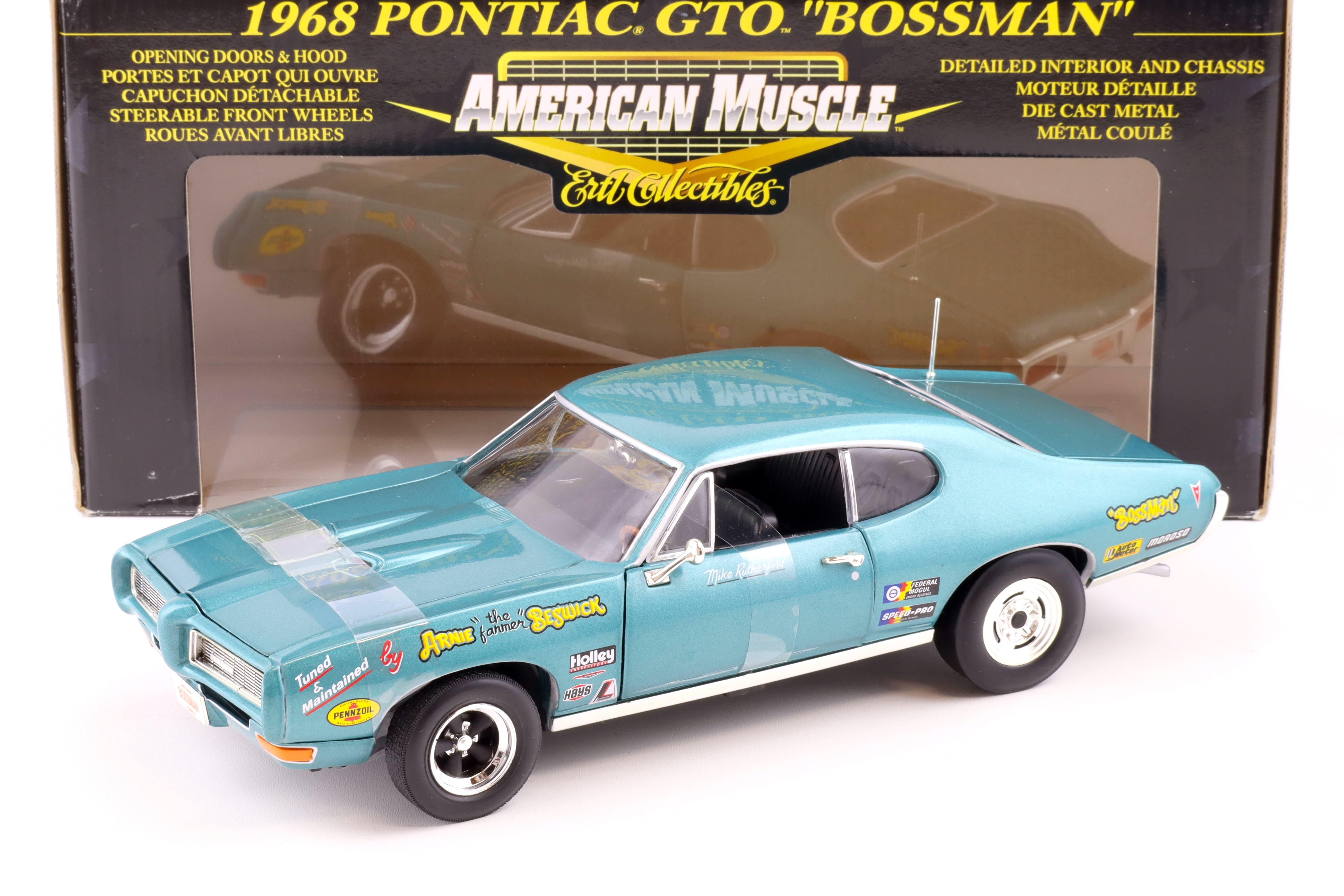 1:18 ERTL 1968 Pontiac GTO Coupe BOSSMAN Arnie Beswick the Farmer blue