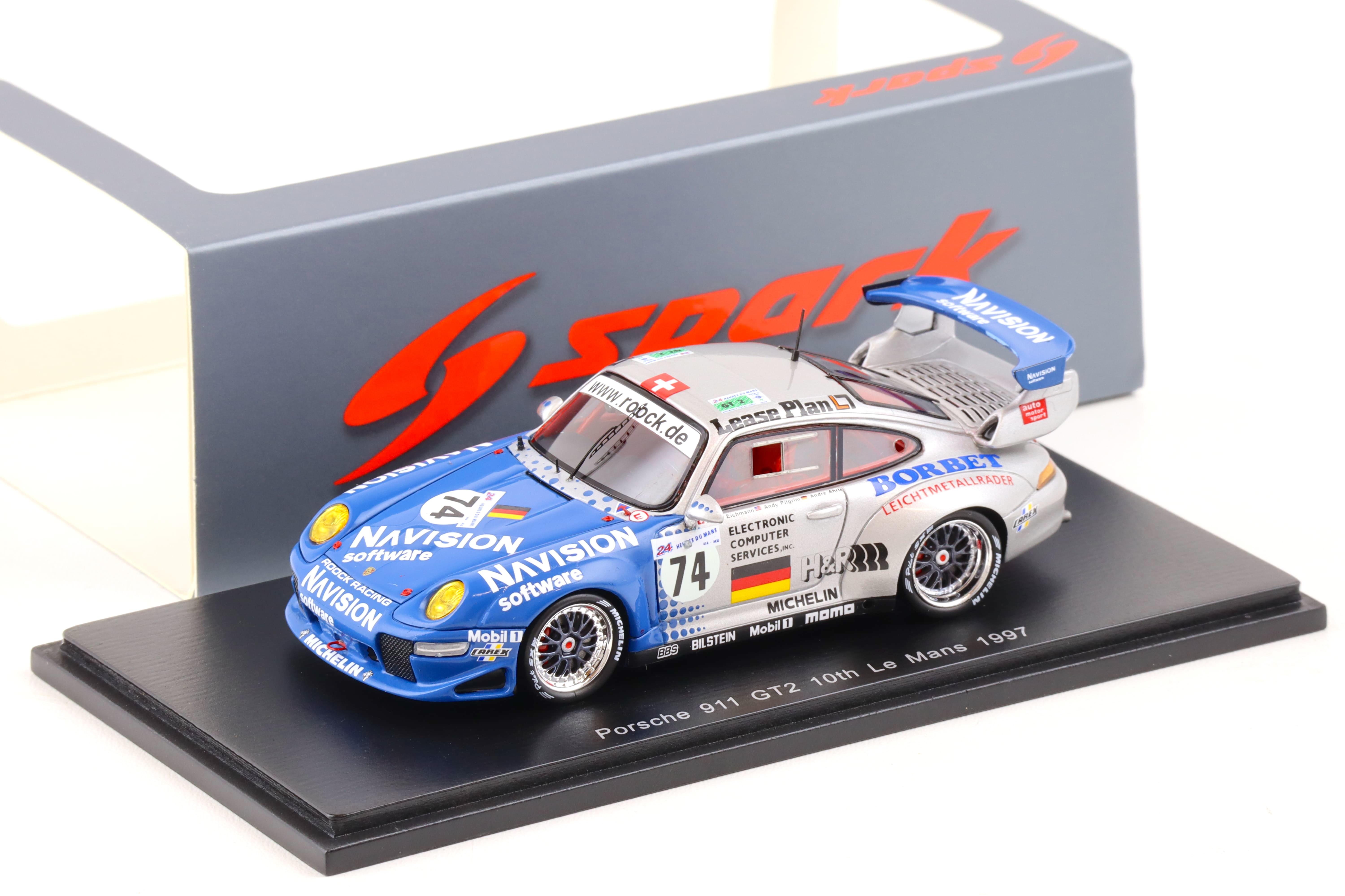 1:43 Spark Porsche 911 (993) GT2 Navision 10th Le Mans 1997 Ahrle/ Eichmann #74