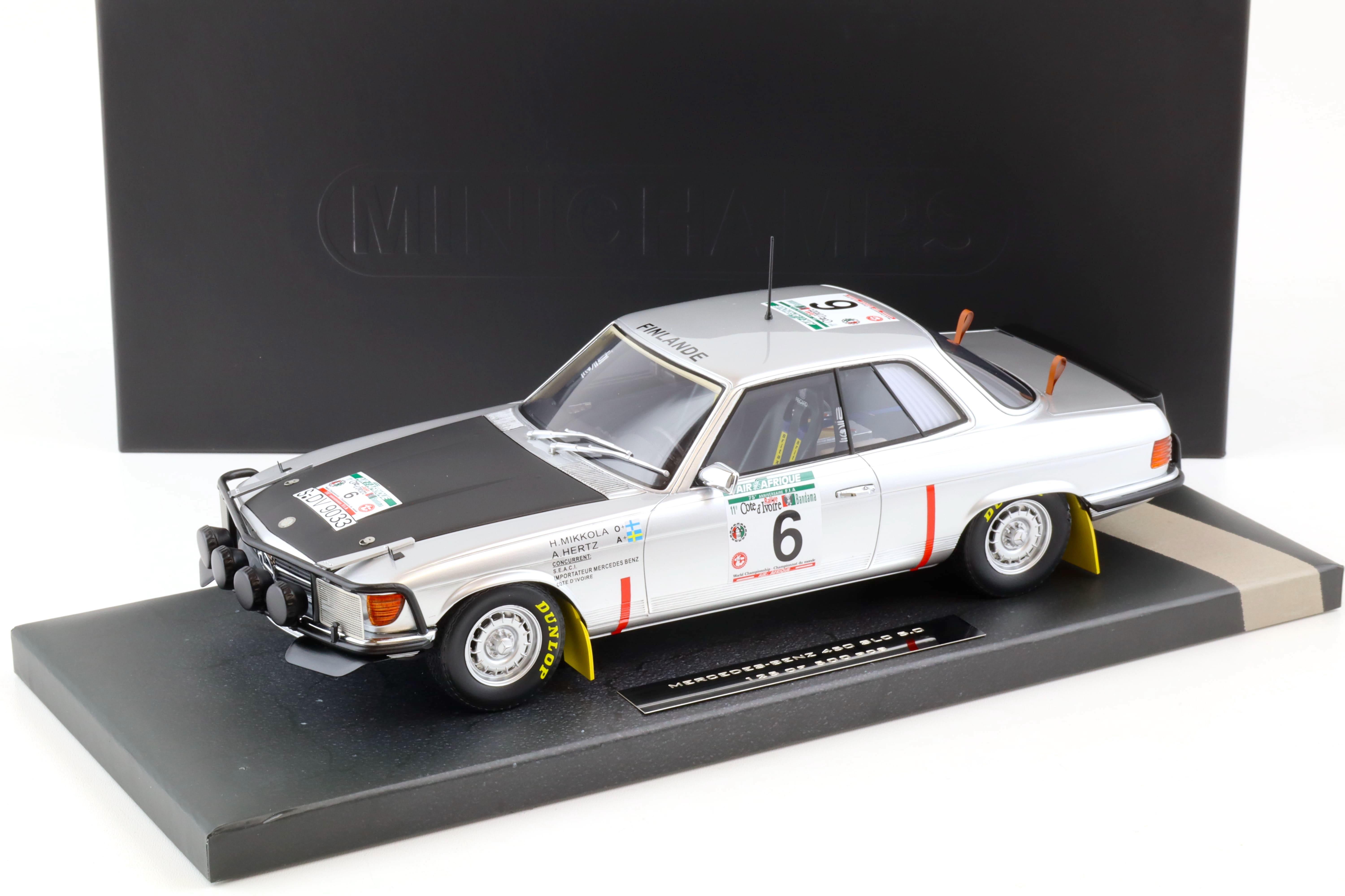 1:18 Minichamps Mercedes 450 SLC 5.0 Winner Mikkola / Hertz #6 Rally Bandama 1979