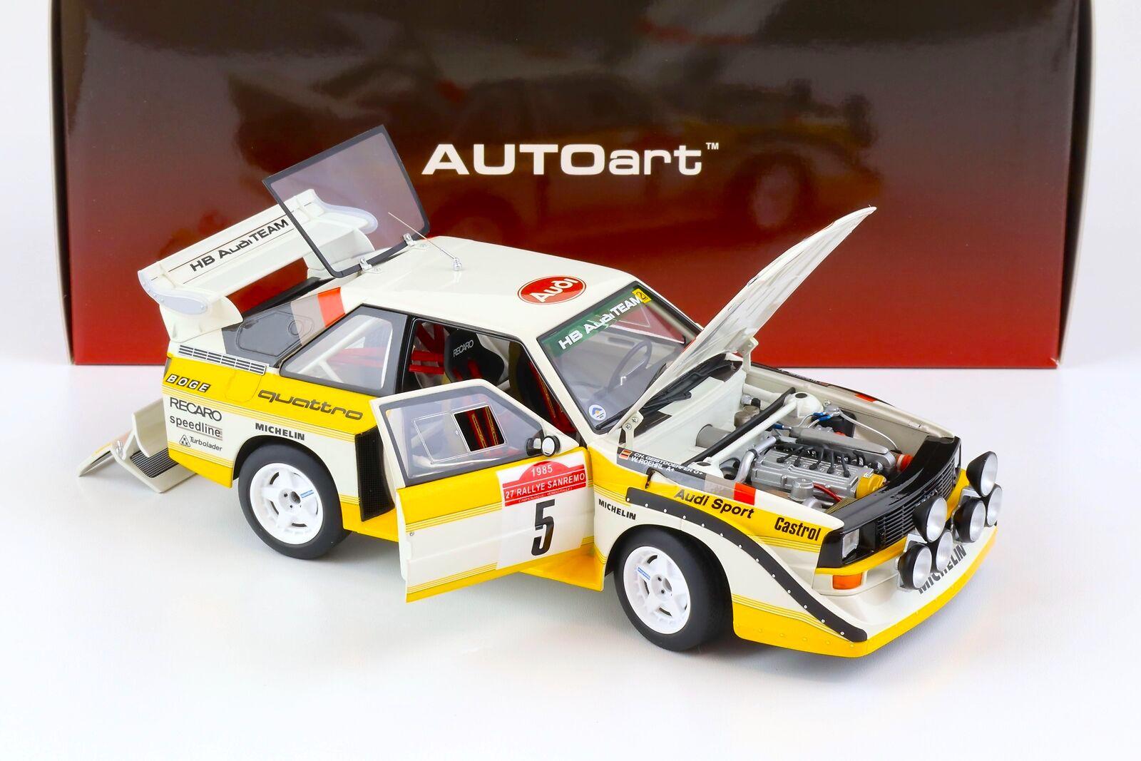 1:18 AUTOart Audi Sport Quattro S1 Rally San Remo 1985 Winner Röhrl/Geistdörfer #5