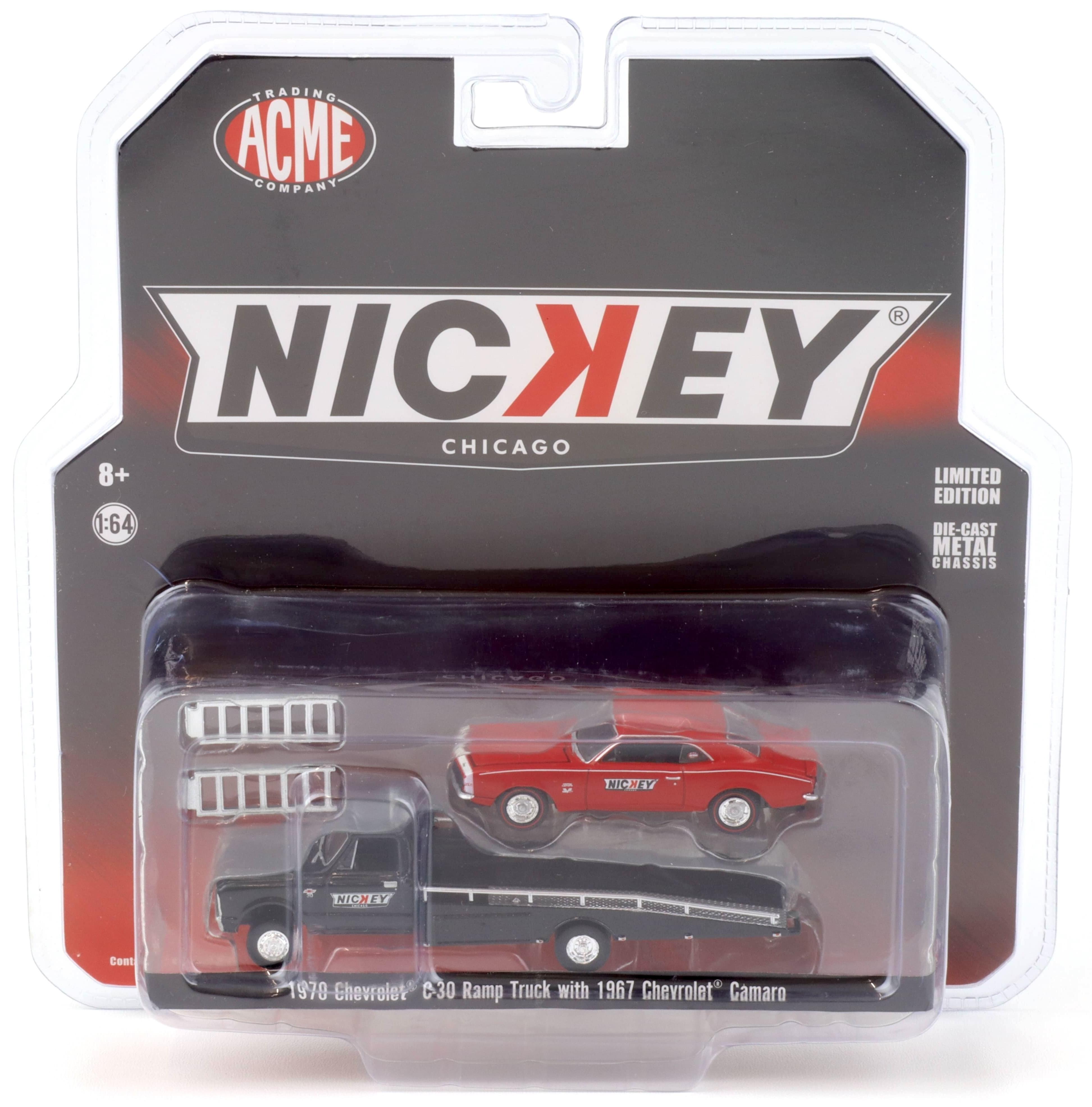 1:64 ACME Greenlight 1967 Chevrolet Camaro + Chevrolet C-30 Ramp Truck NICKEY