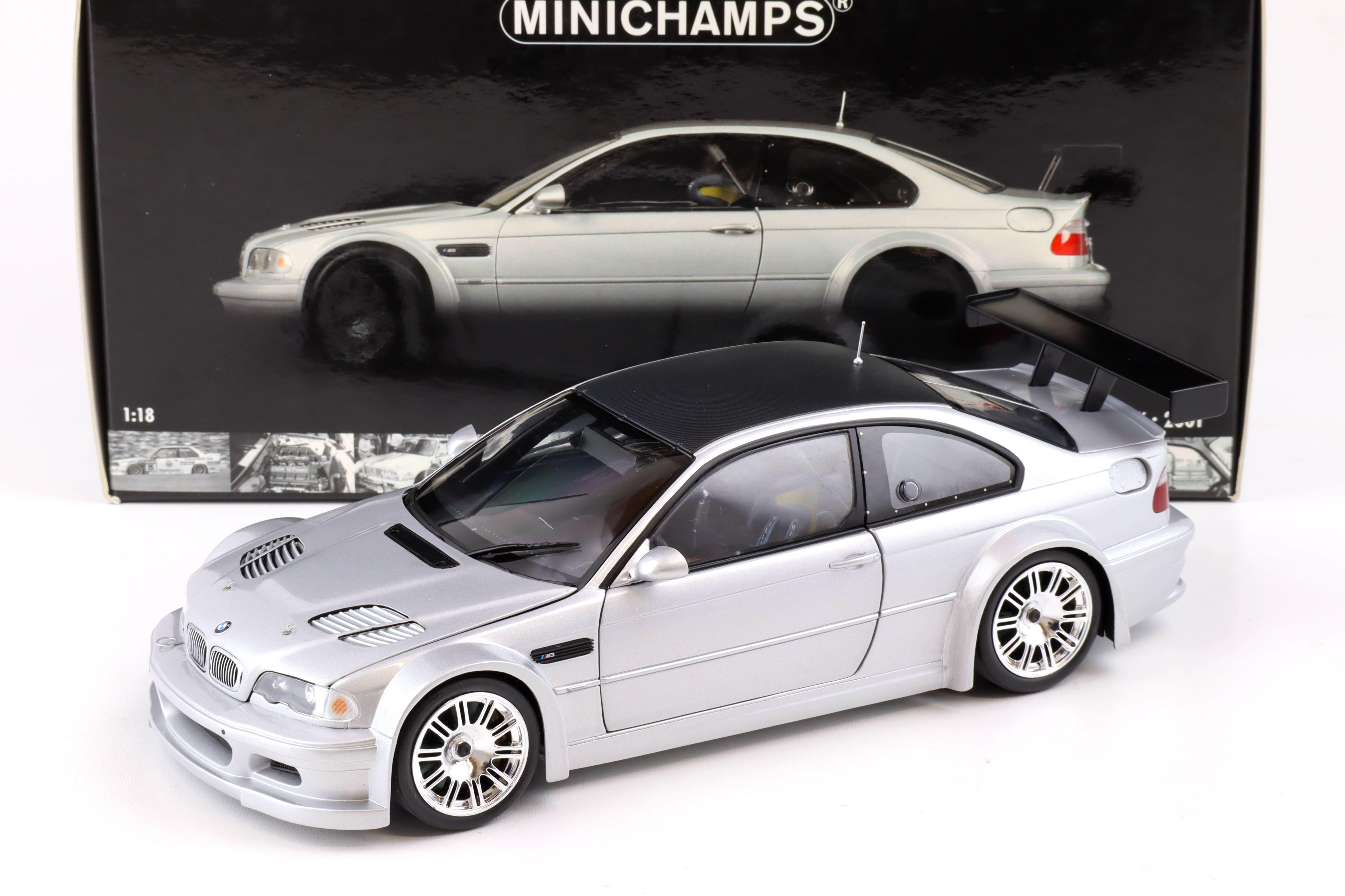1:18 Minichamps BMW M3 GTR E46 Street 2001 silver with Carbon roof