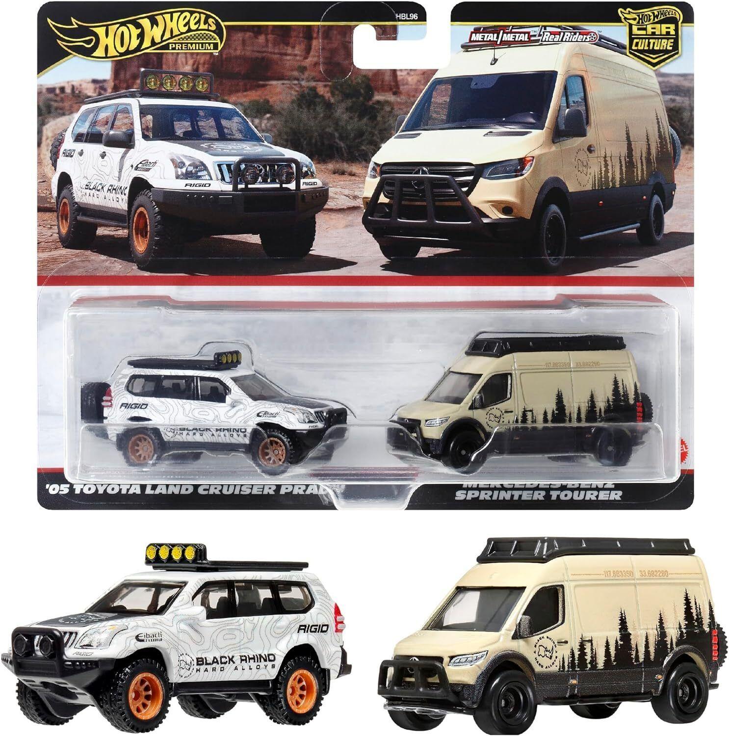 1:64 Hot Wheels 2024 Premium 2-Pack Toyota Land Cruiser + Mercedes Sprinter 979L