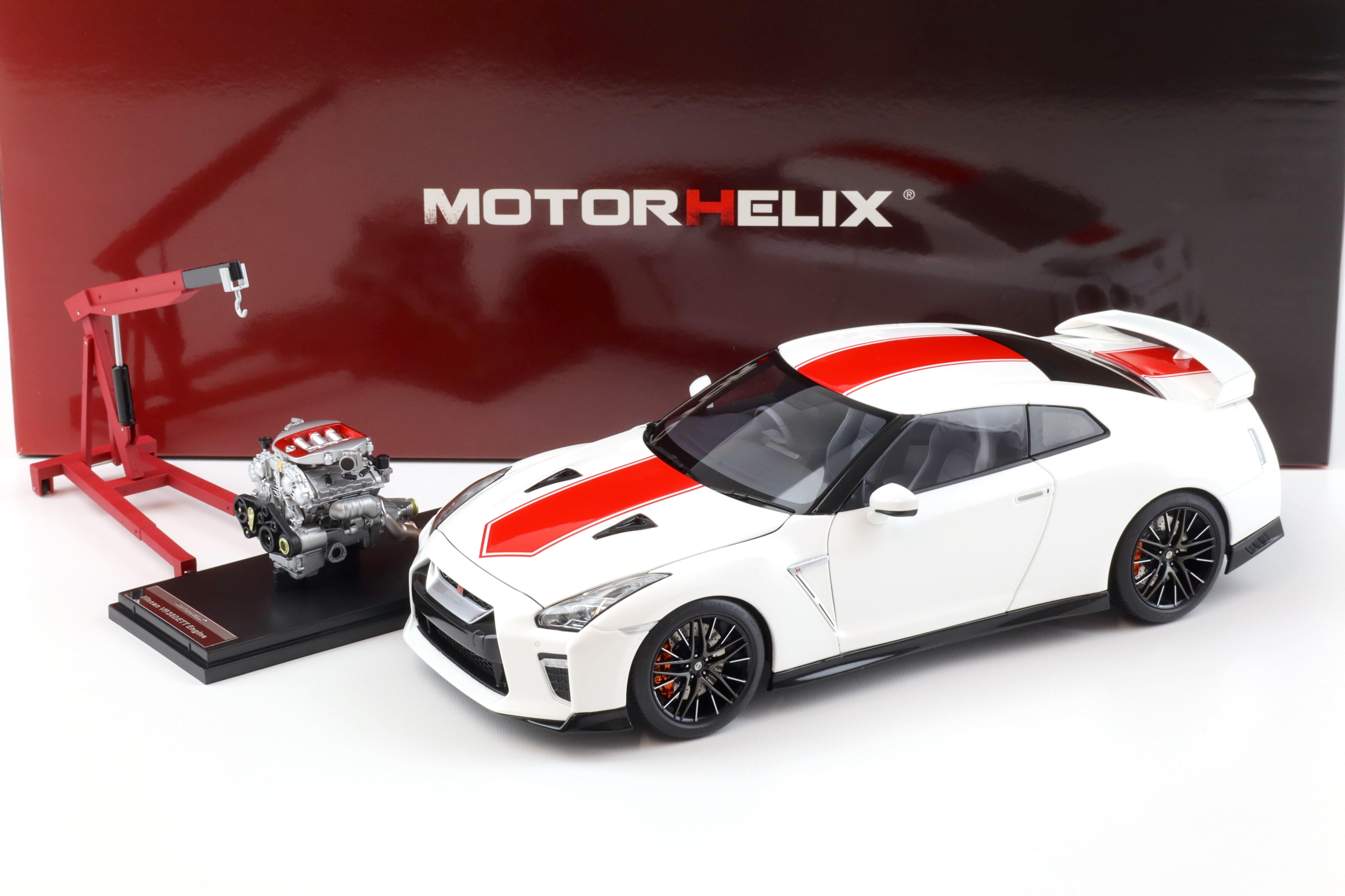 1:18 Motorhelix Nissan GT-R (R35) 50th Anniversary Brilliant white pearl + engine Diecast M83501