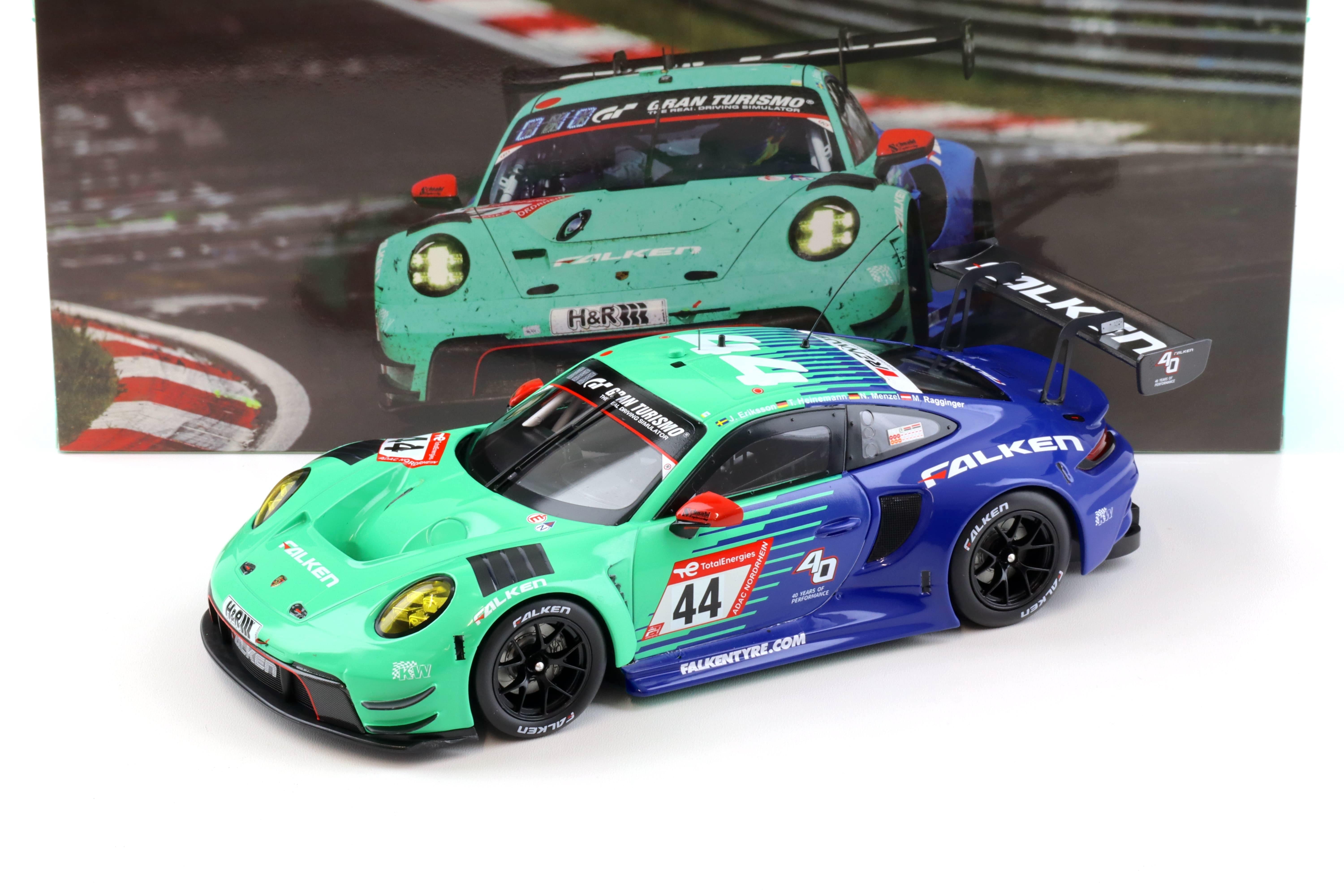 1:18 IXO Porsche 911 992 GT3 R 24h Nürburgring 2023 #44 FALKEN Eriksson/ Heinemann