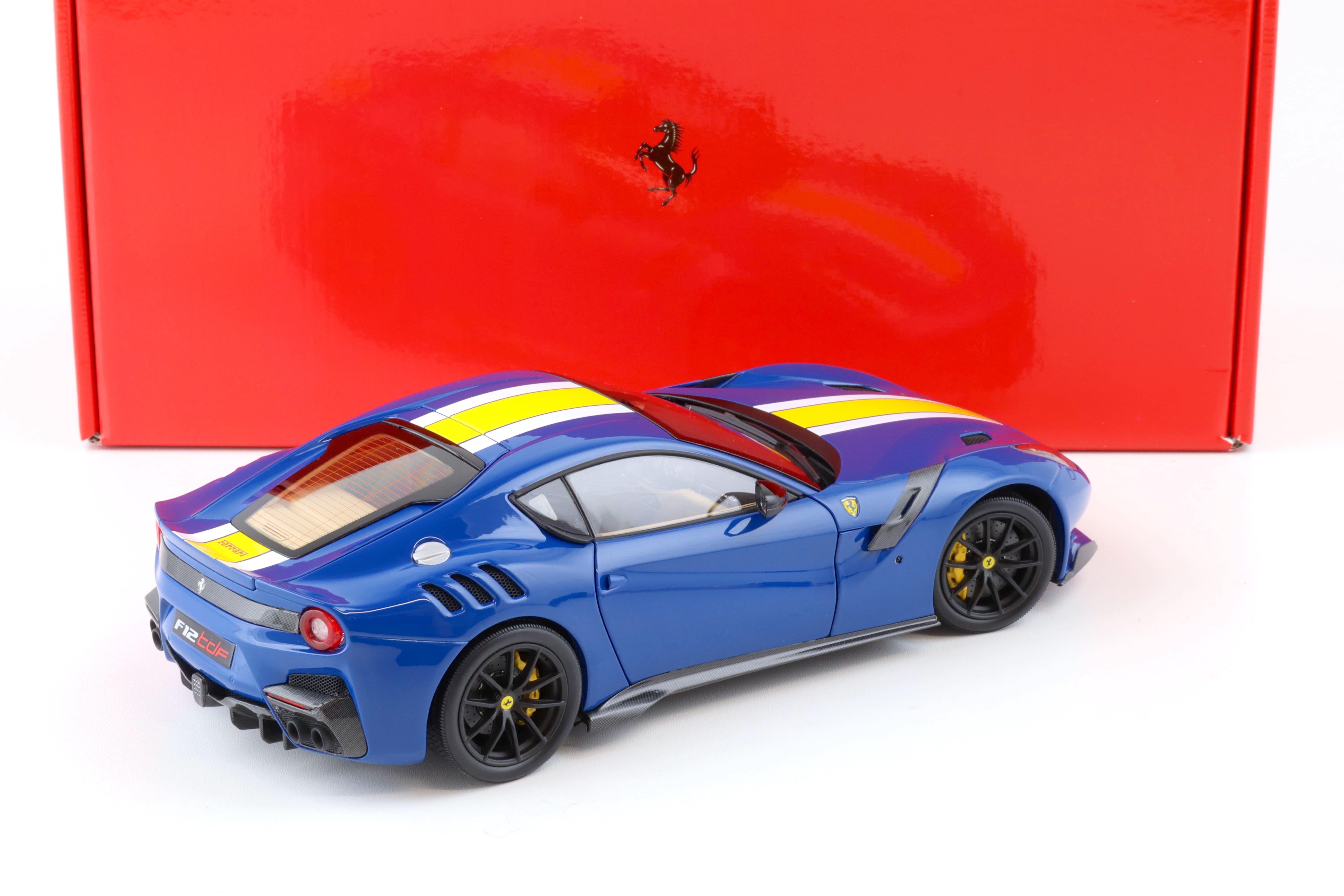 1:18 BBR Ferrari F12 TDF Azzurro Dino blue / white + yellow stripe Diecast