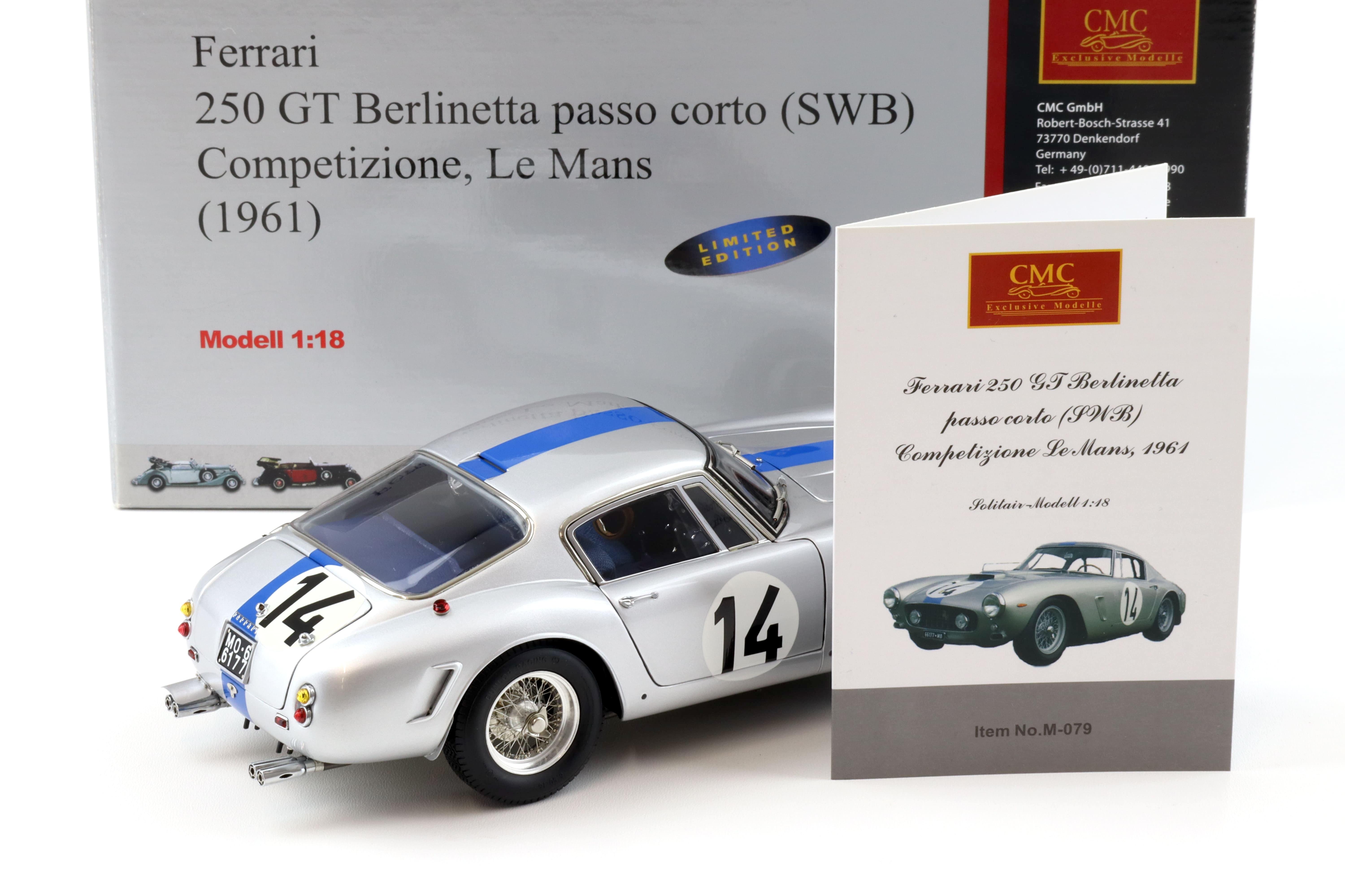 1:18 CMC Ferrari 250 GT Berlinetta passo corto SWB Competizione 1961 Le Mans M-079