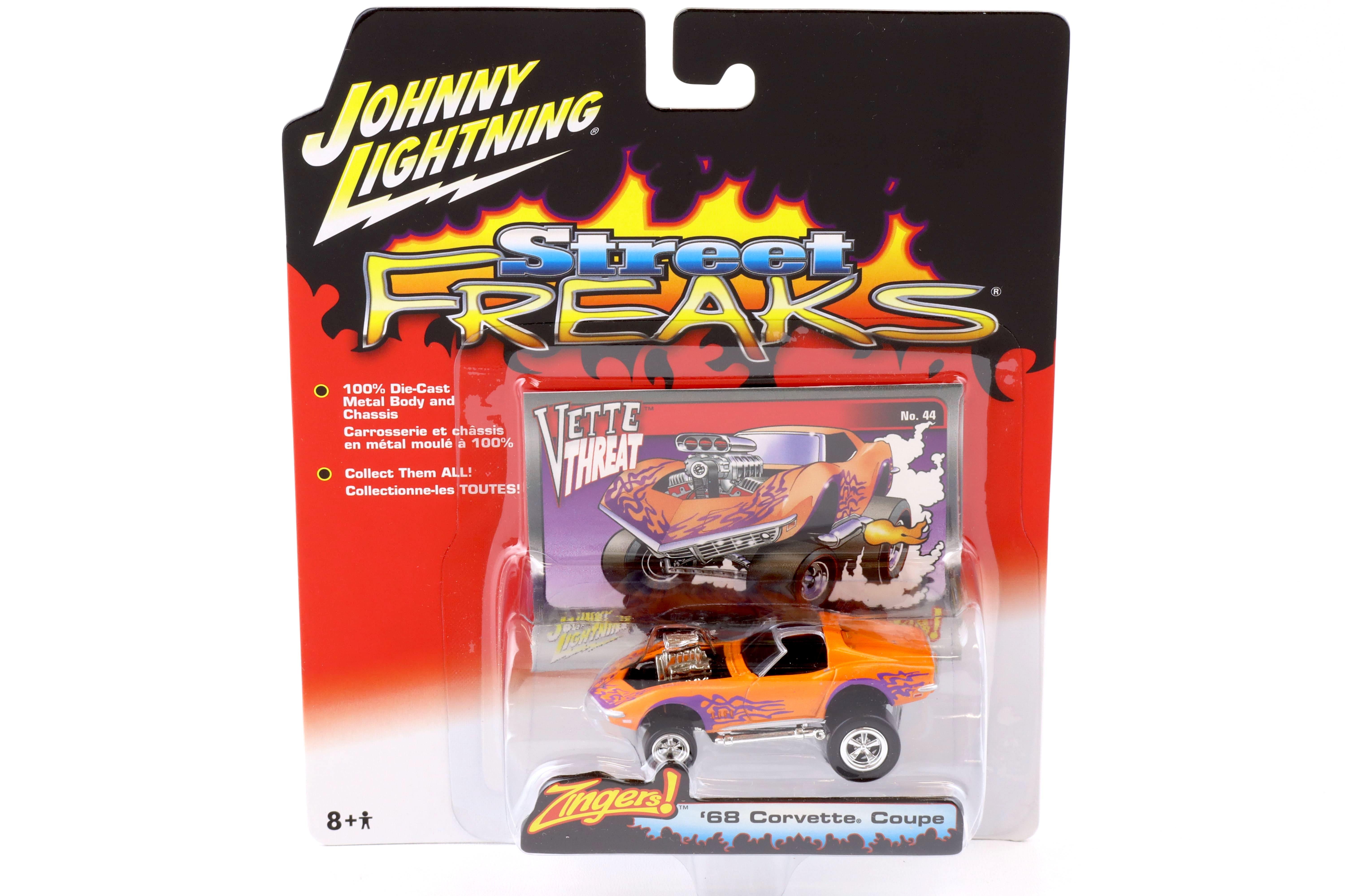 1:64 Johnny Lightning Street Freaks 50301B Zingers 1968 Chevrolet Corvette Coupe orange