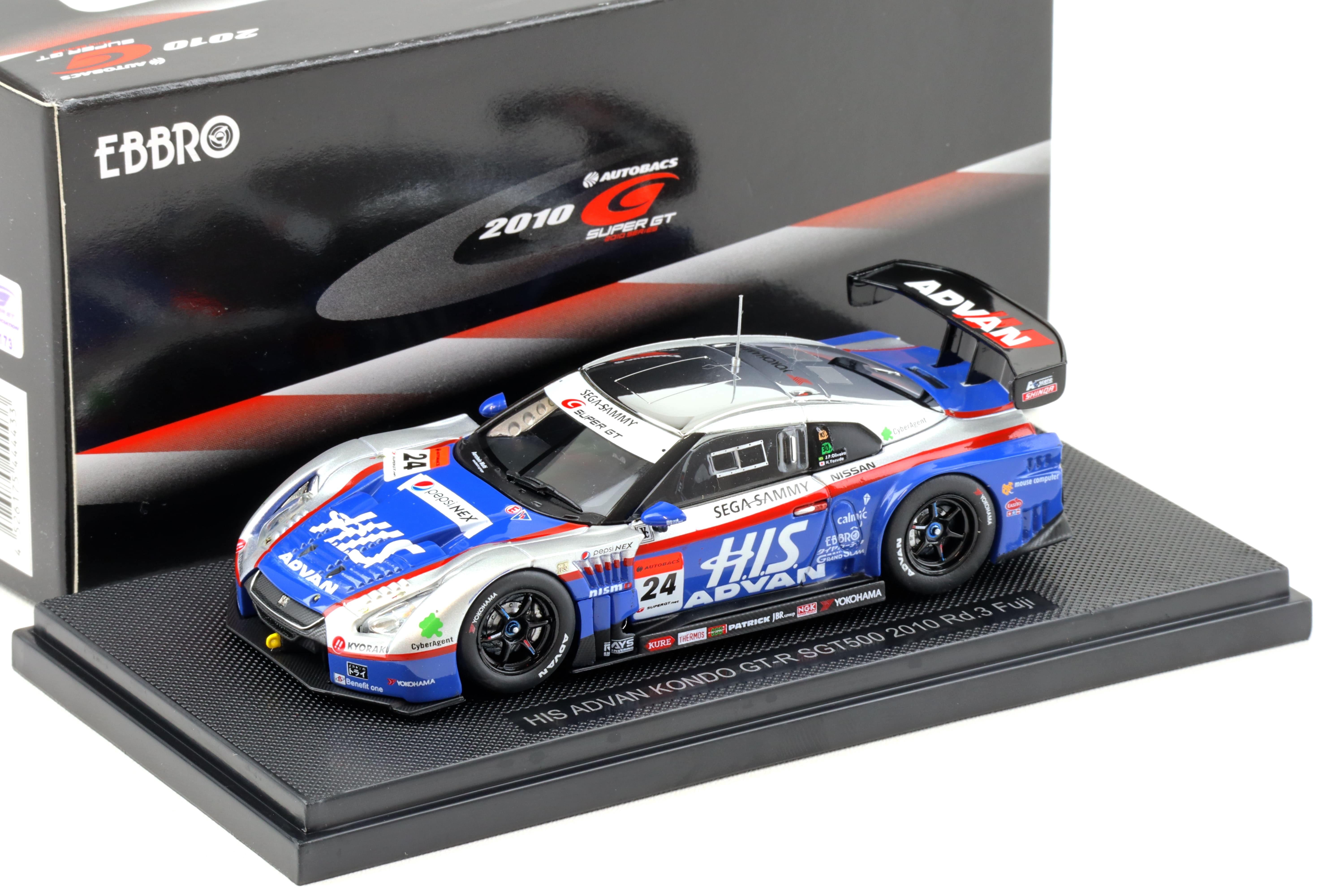 1:43 Ebbro Nissan GT-R Super GT500 HIS ADVAN KONDO 2010 Rd.3 Fuji #24