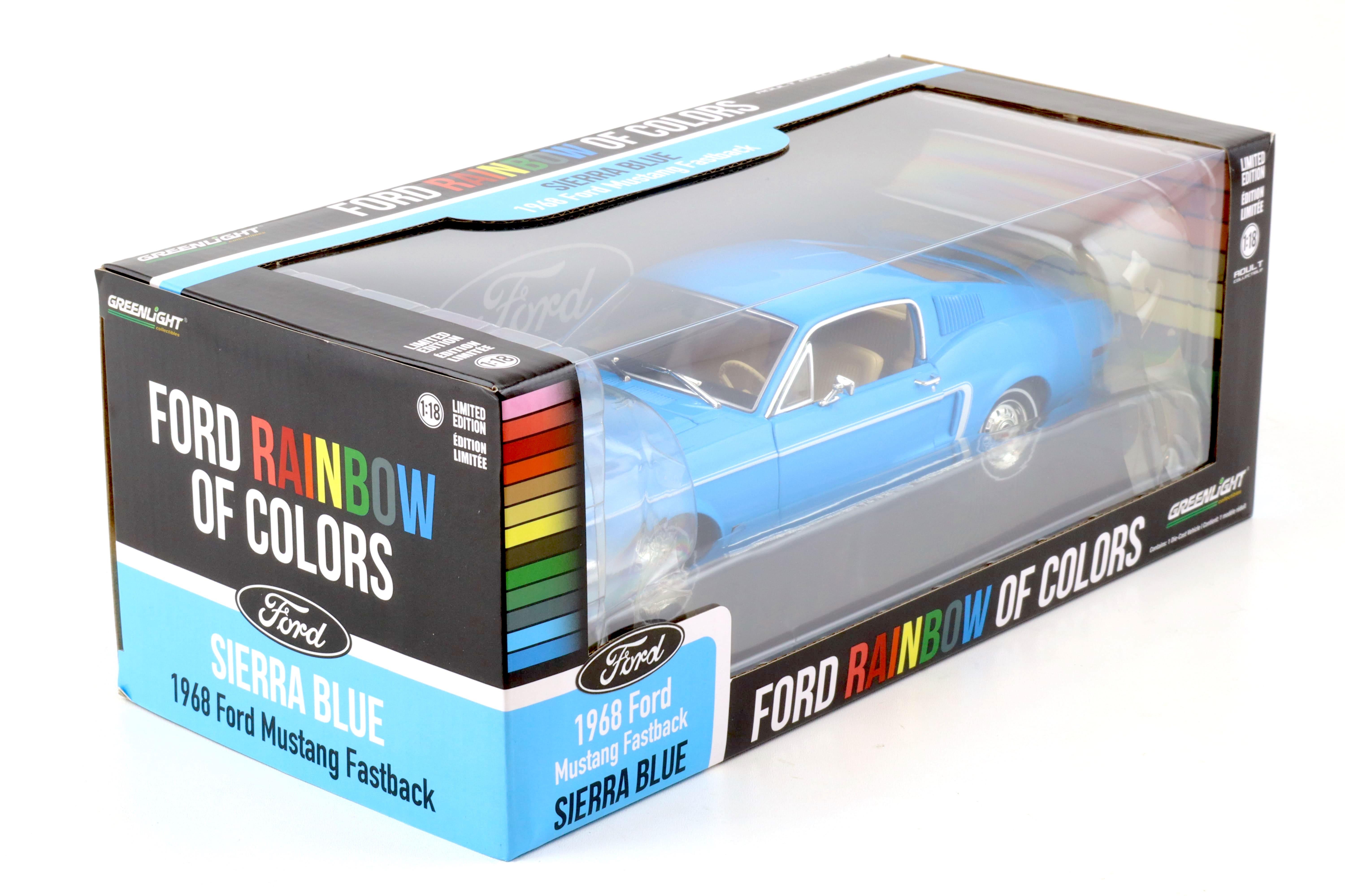 1:18 Greenlight 1968 Ford Mustang Fastback Coupe Sierra blue